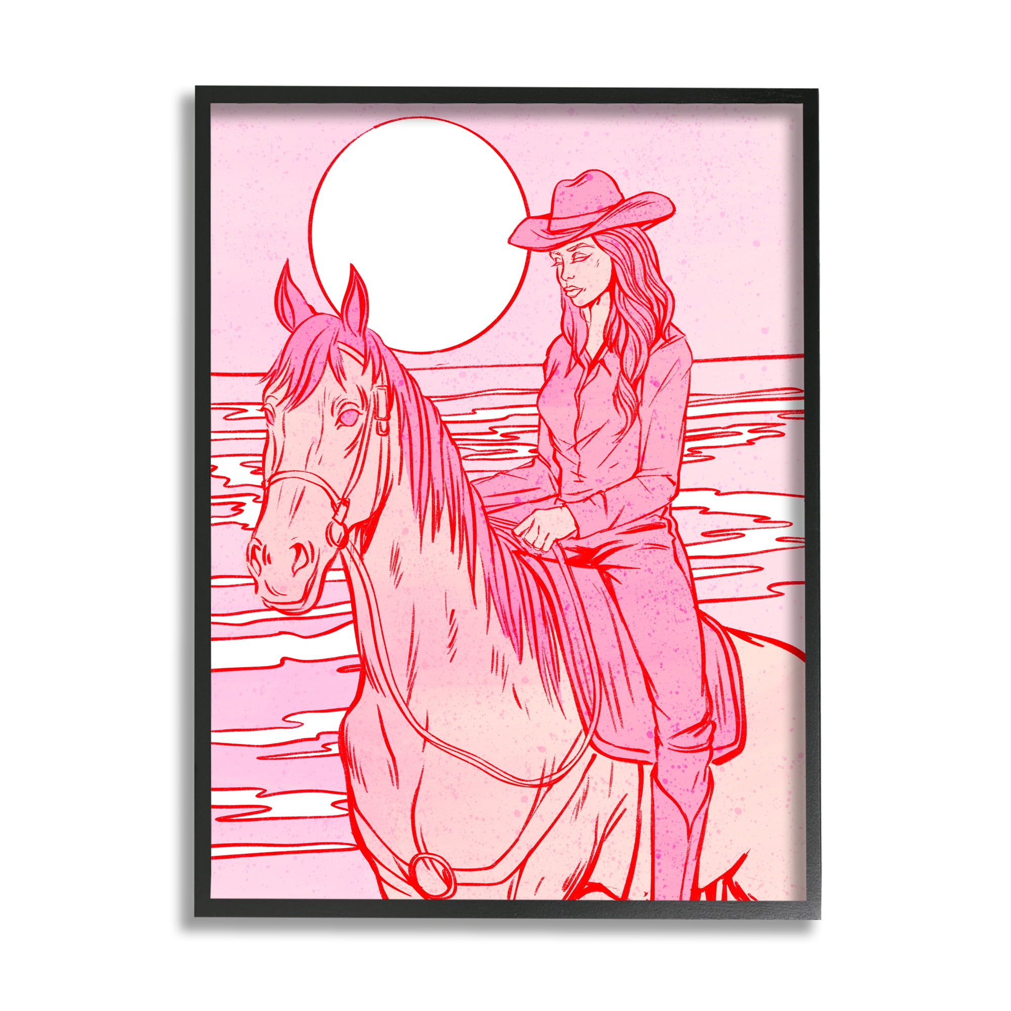 Stupell Industries Vintage Coastal Cowgirl Animals & Insects Painting Black Framed Art Print Wall Art, 24 x 30