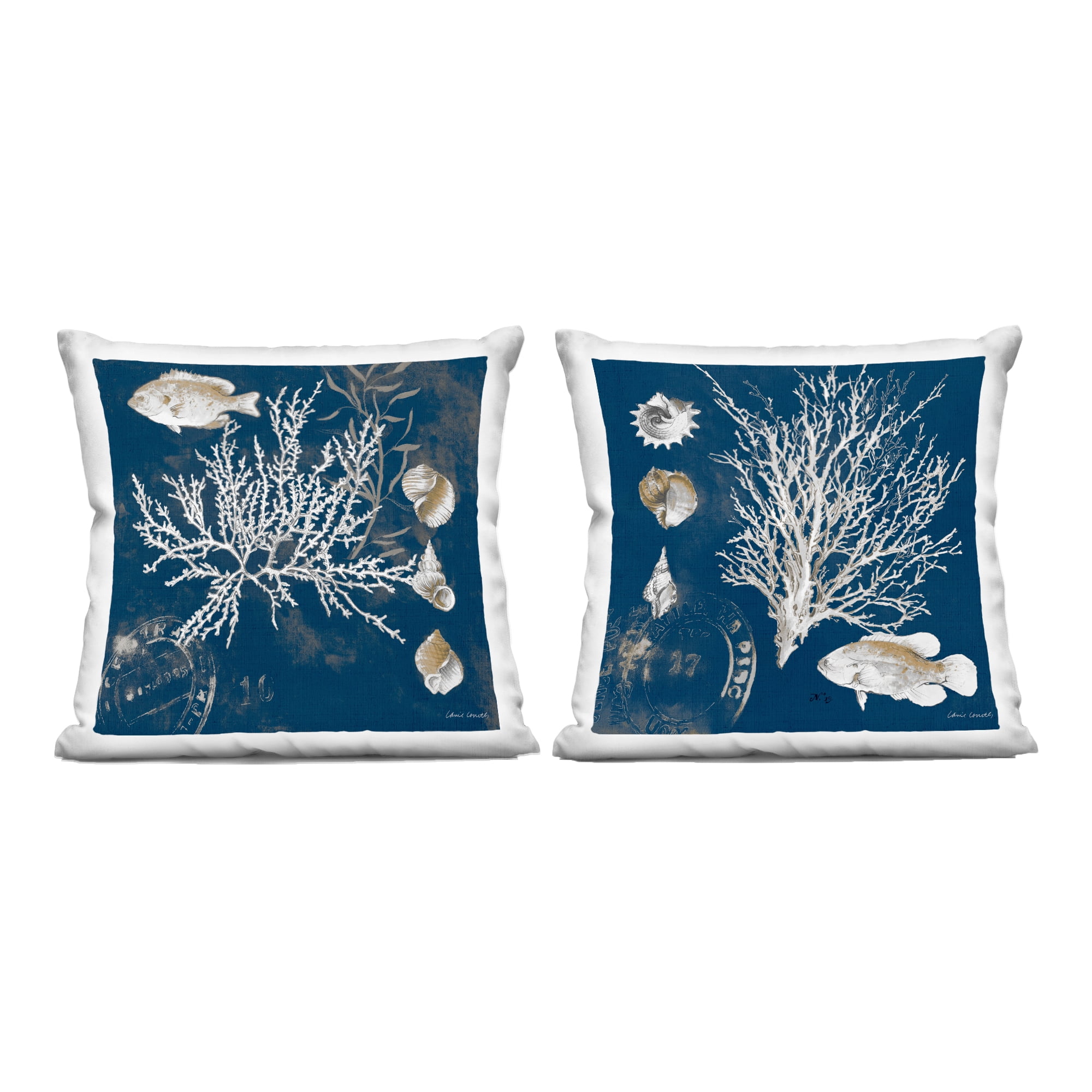 Stupell Industries Vintage Coastal Medley 2 Piece Decorative Printed Throw Pillow Set, design by Lanie Loreth