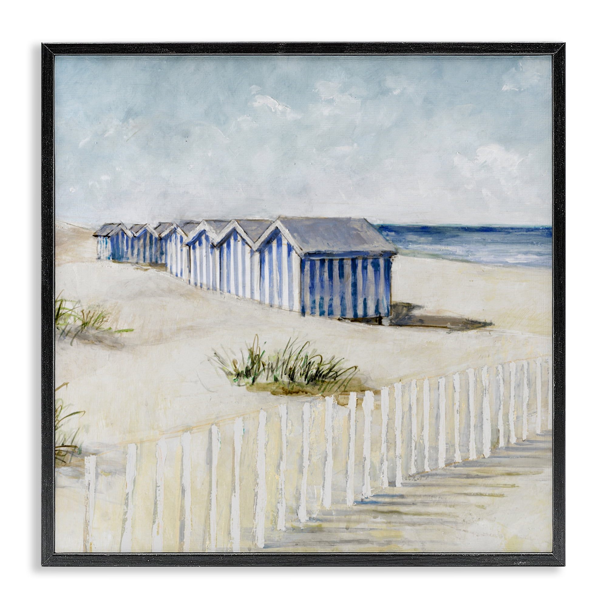 Stupell Industries Vintage Coastline Nautical Shacks Black Framed Giclee Art, design by Lorenzo Collective