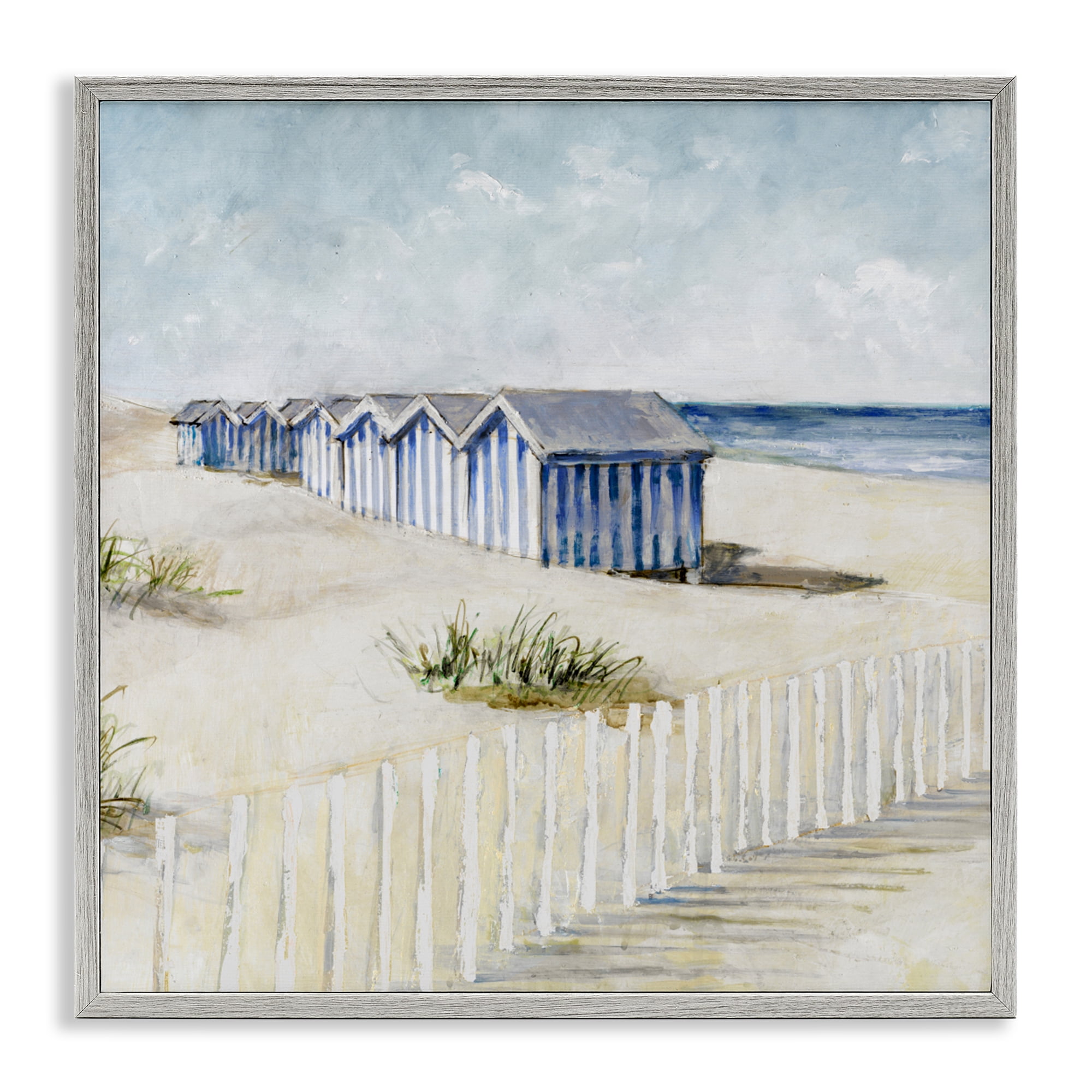 Stupell Industries Vintage Coastline Nautical Shacks Gray Framed Giclee Art, design by Lorenzo Collective