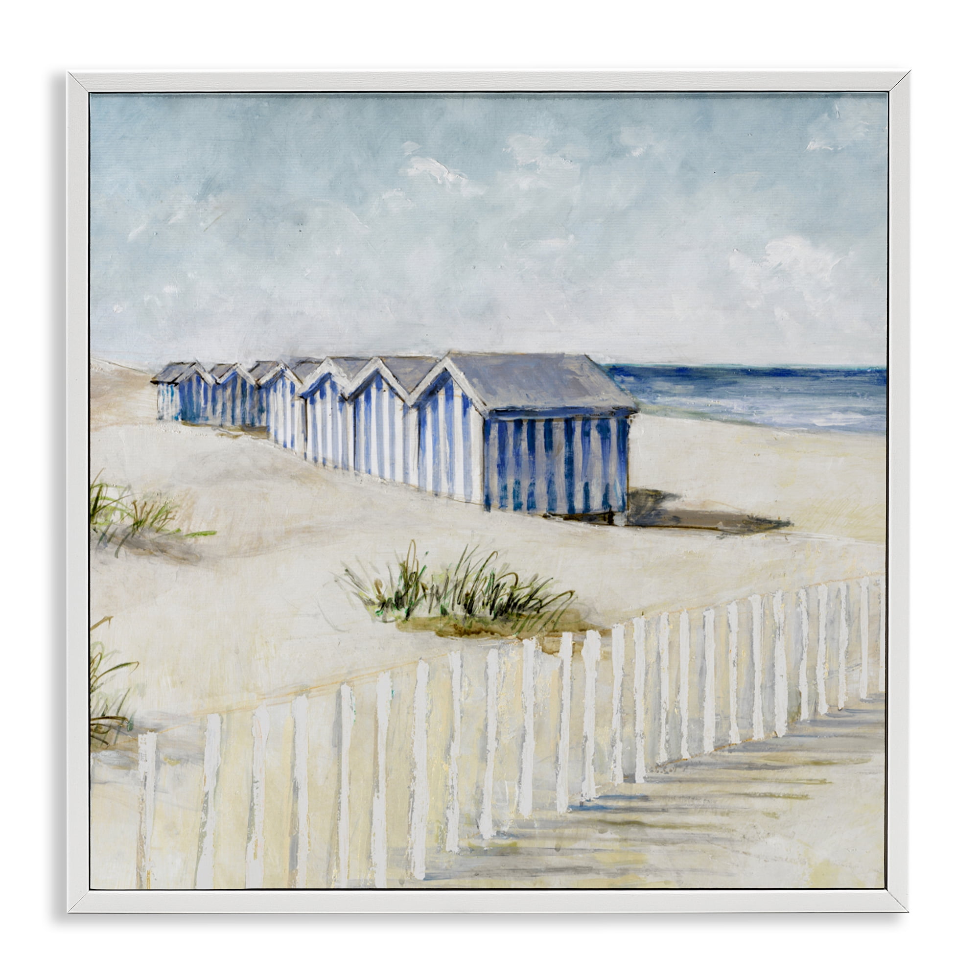 Stupell Industries Vintage Coastline Nautical Shacks White Framed Giclee Art, design by Lorenzo Collective