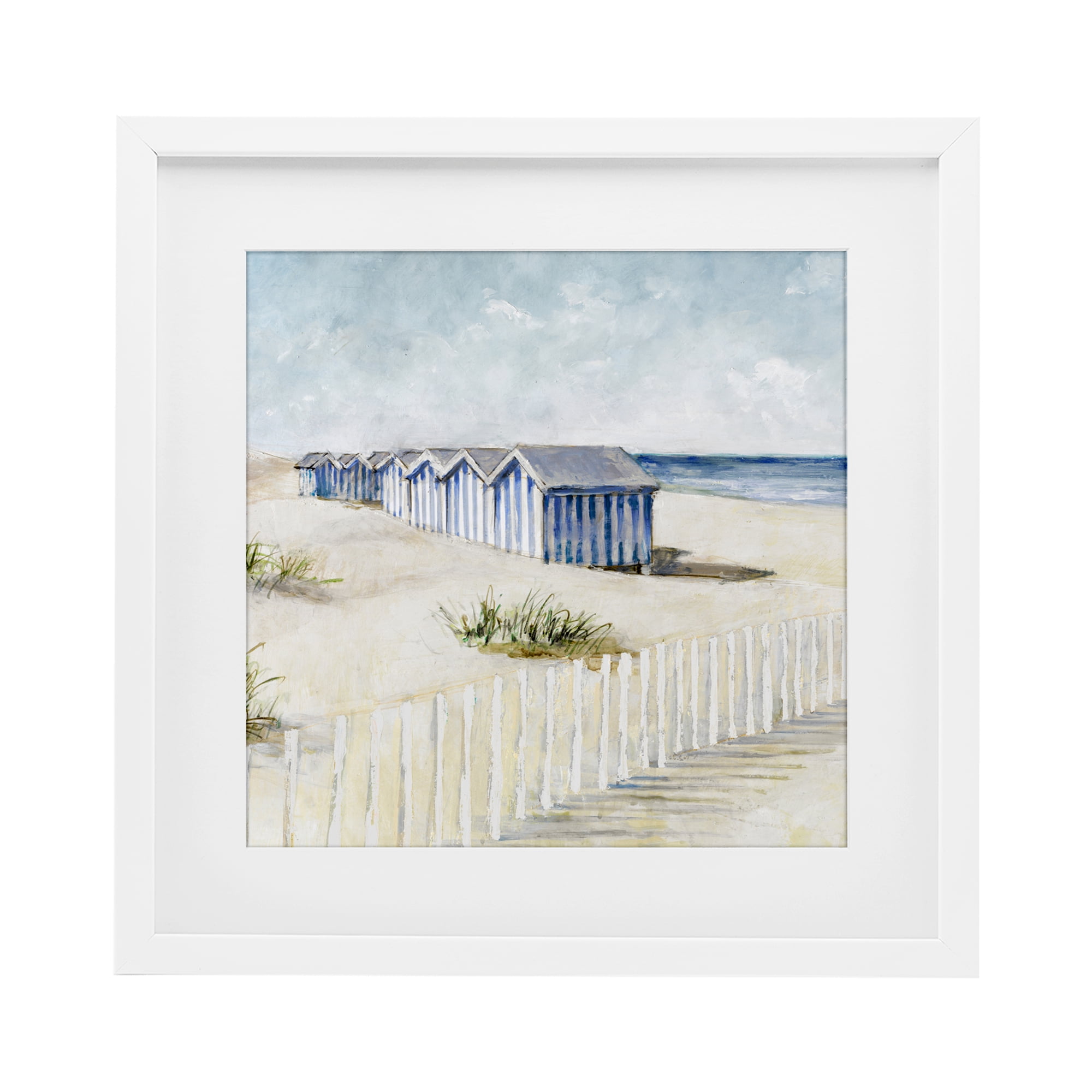 Stupell Industries Vintage Coastline Nautical Shacks White Framed Print Under Glass, design by Lorenzo Collective