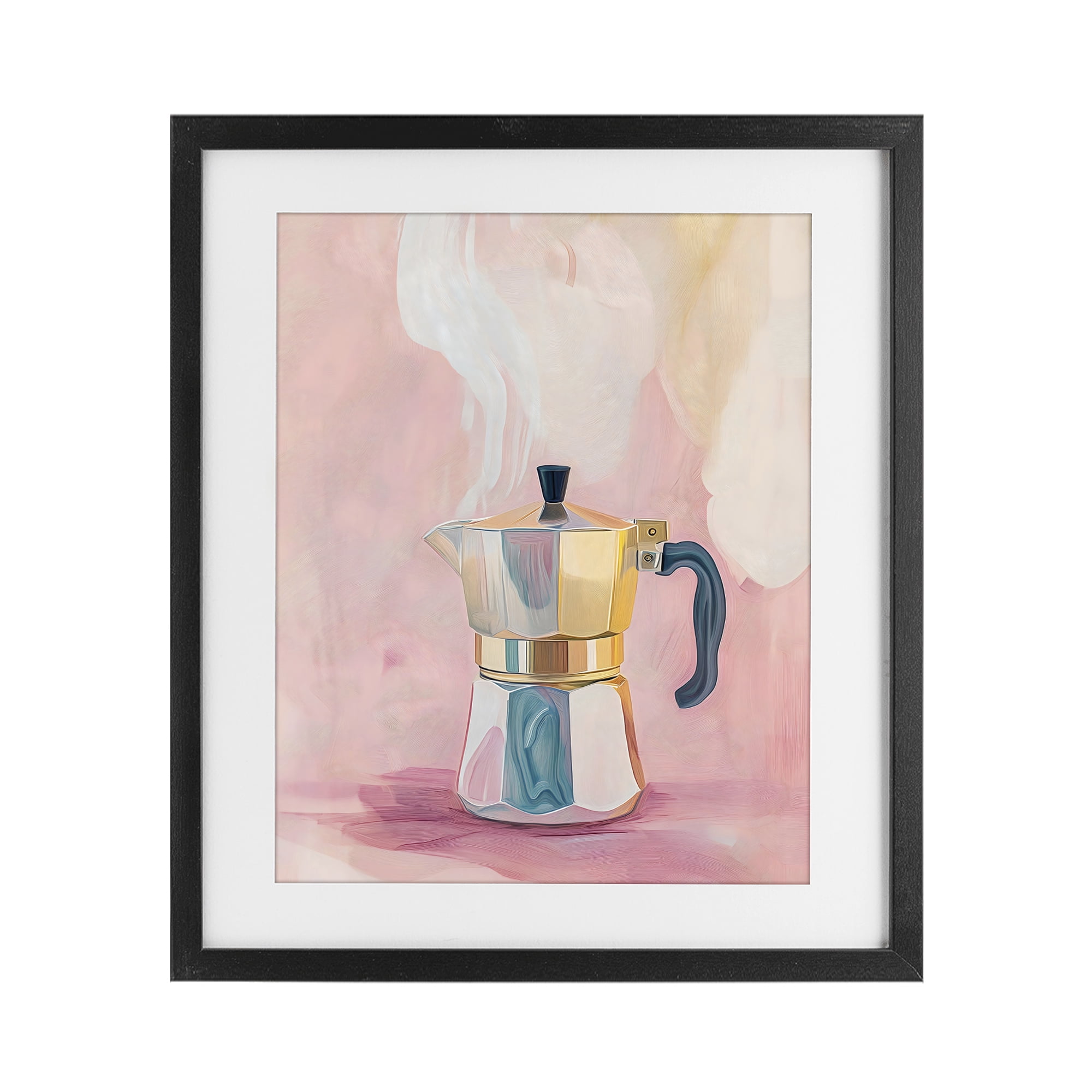 Stupell Industries Vintage Coffee Maker on Pink Black Framed Print Under Glass, design by The Prints Vibe