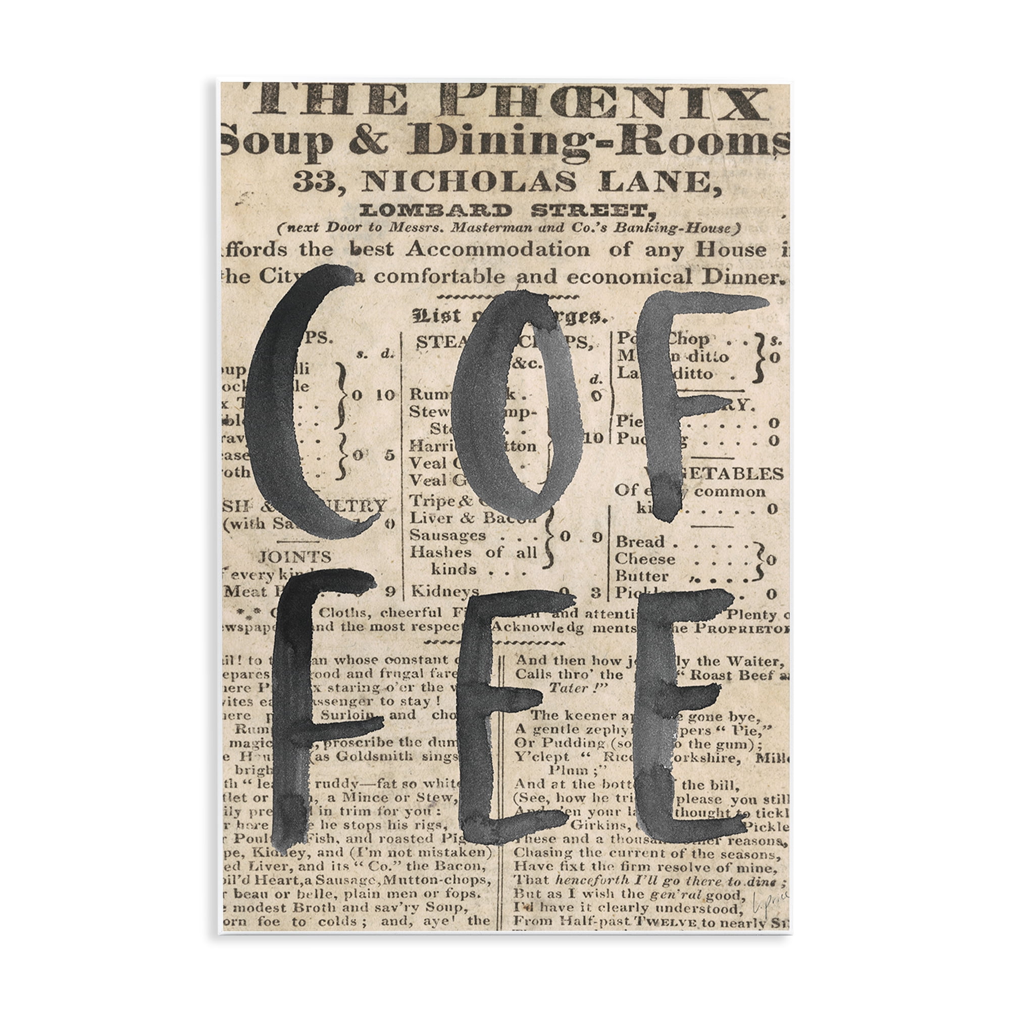 Stupell Industries Vintage Coffee Newspaper Wall Plaque Art, design by Lucille Price