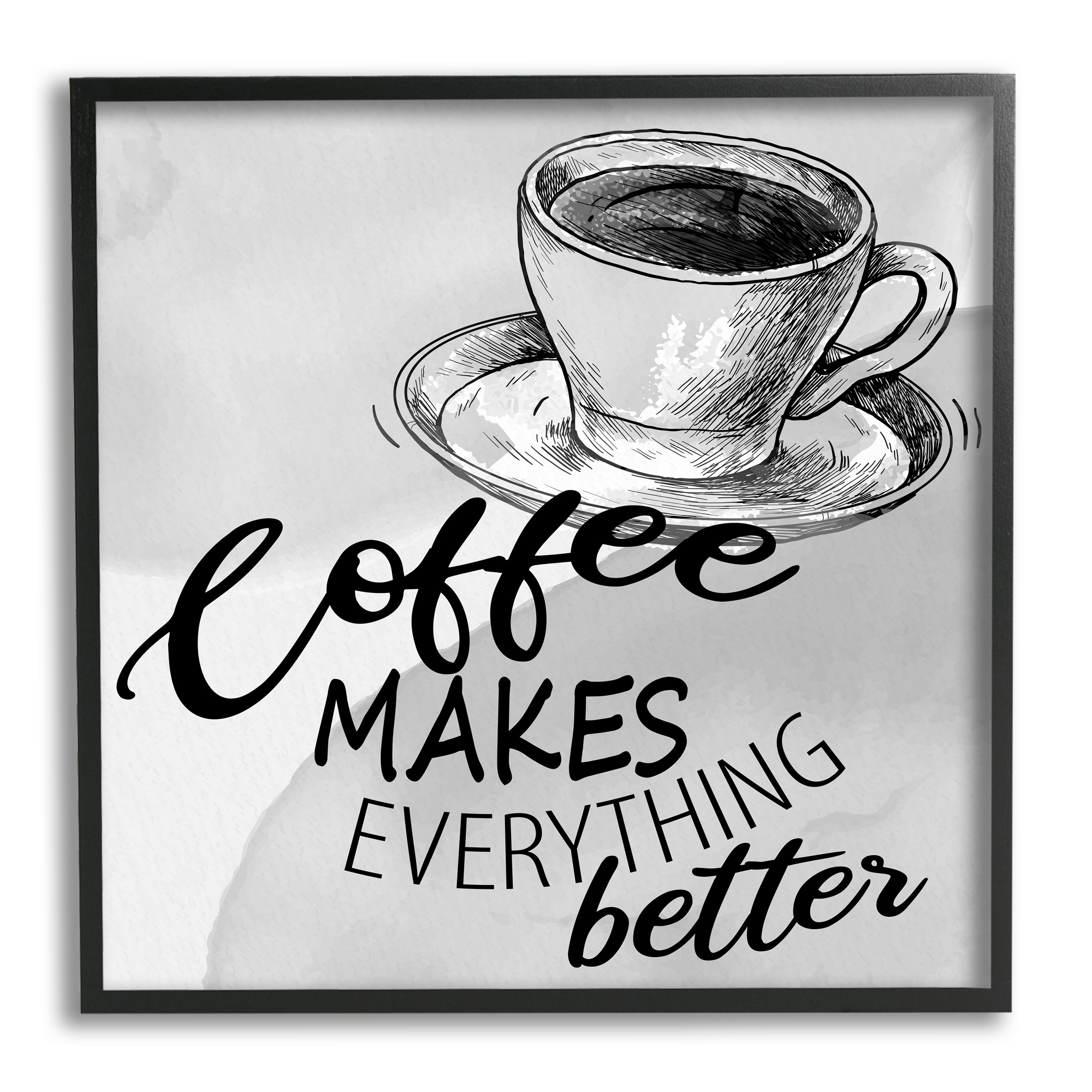 Stupell Industries Vintage Coffee Phrase Food & Beverage Painting Black Framed Art Print Wall Art, 17 x 17