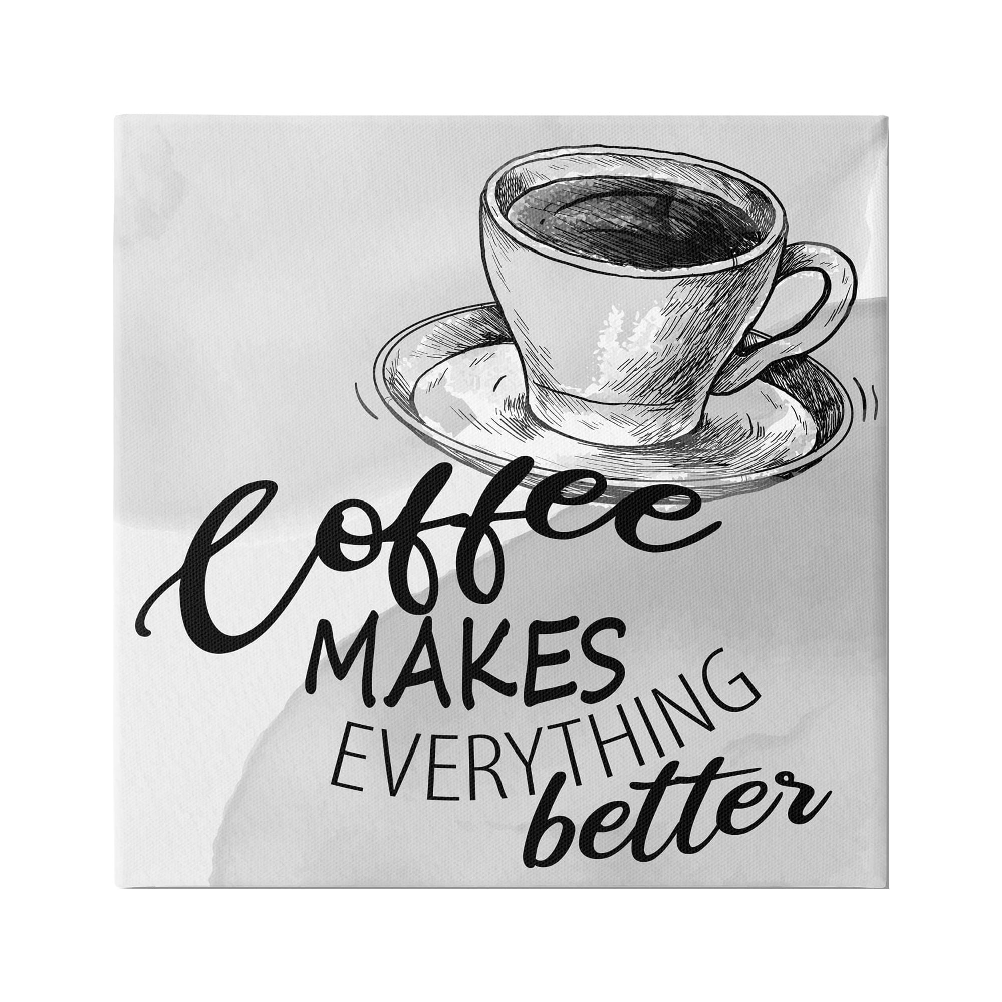 Stupell Industries Vintage Coffee Phrase Food & Beverage Painting Gallery Wrapped Canvas Print Wall Art, 17 x 17
