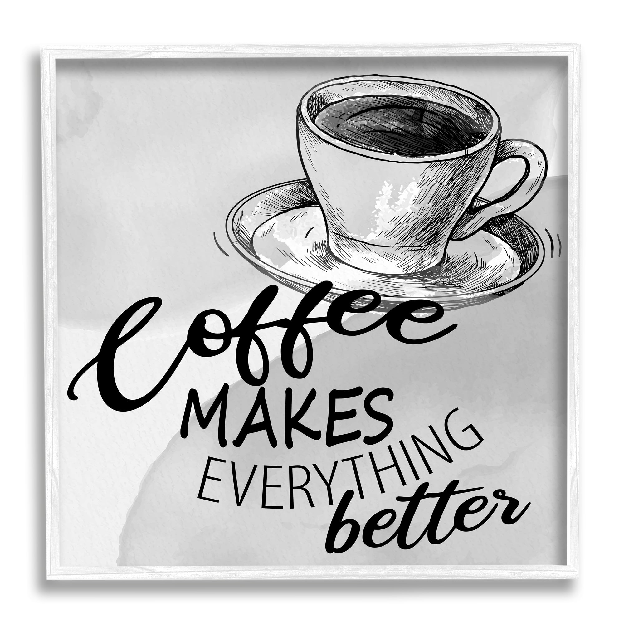 Stupell Industries Vintage Coffee Phrase Food & Beverage Painting White Framed Art Print Wall Art, 24 x 24