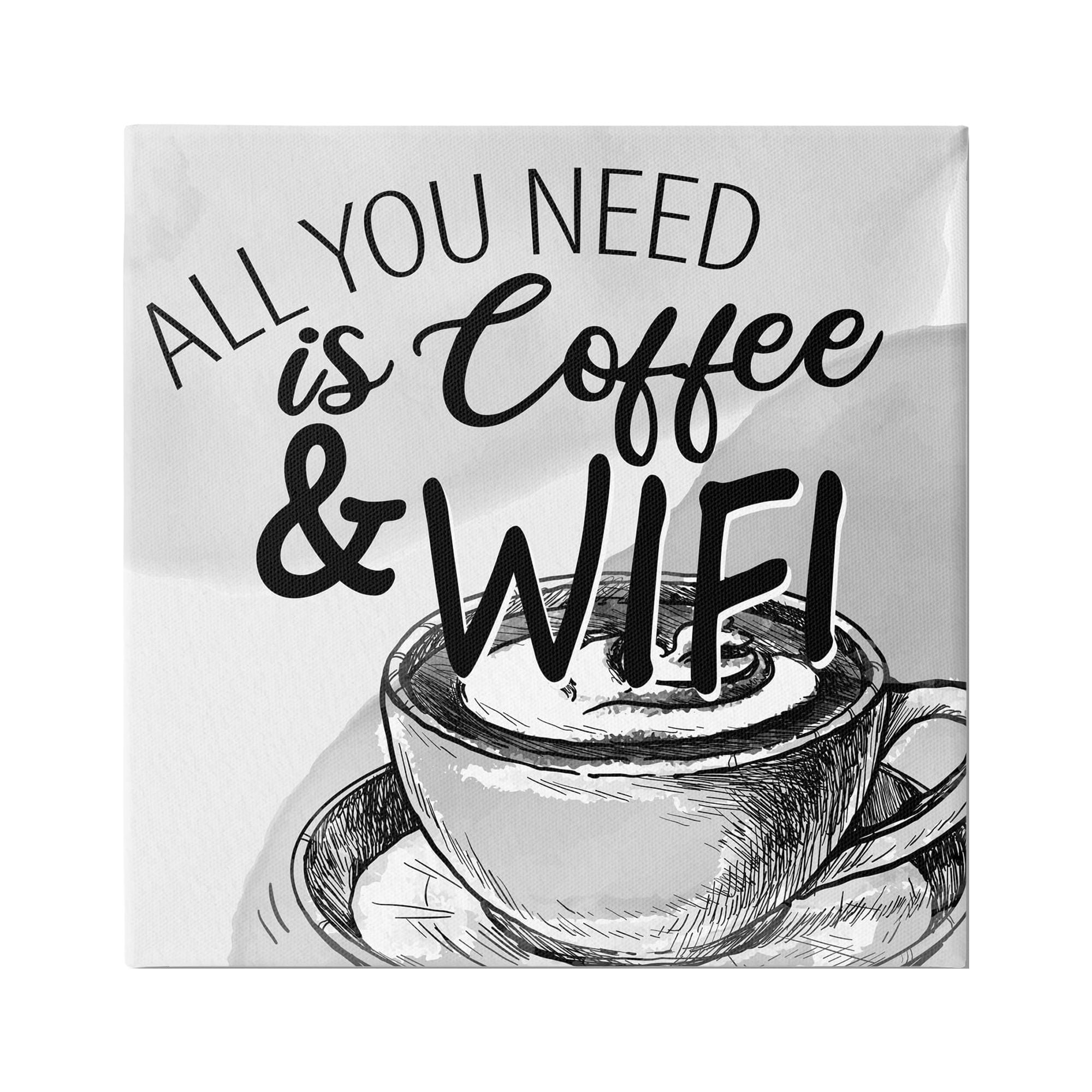 Stupell Industries Vintage Coffee & Wifi Food & Beverage Painting Gallery Wrapped Canvas Print Wall Art, 24 x 24