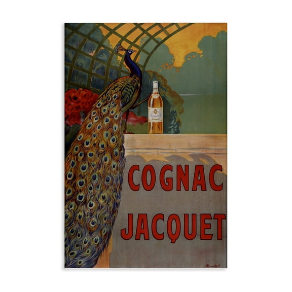Stupell Industries Vintage Cognac & Peacock Animals Painting Wrapped Canvas Canvas Art Print Wall Art, 16 x 24