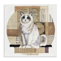 Stupell Industries Vintage Collage Cat Animals & Insects Painting Gallery Wrapped Canvas Art Print Wall Art, 17 x 17
