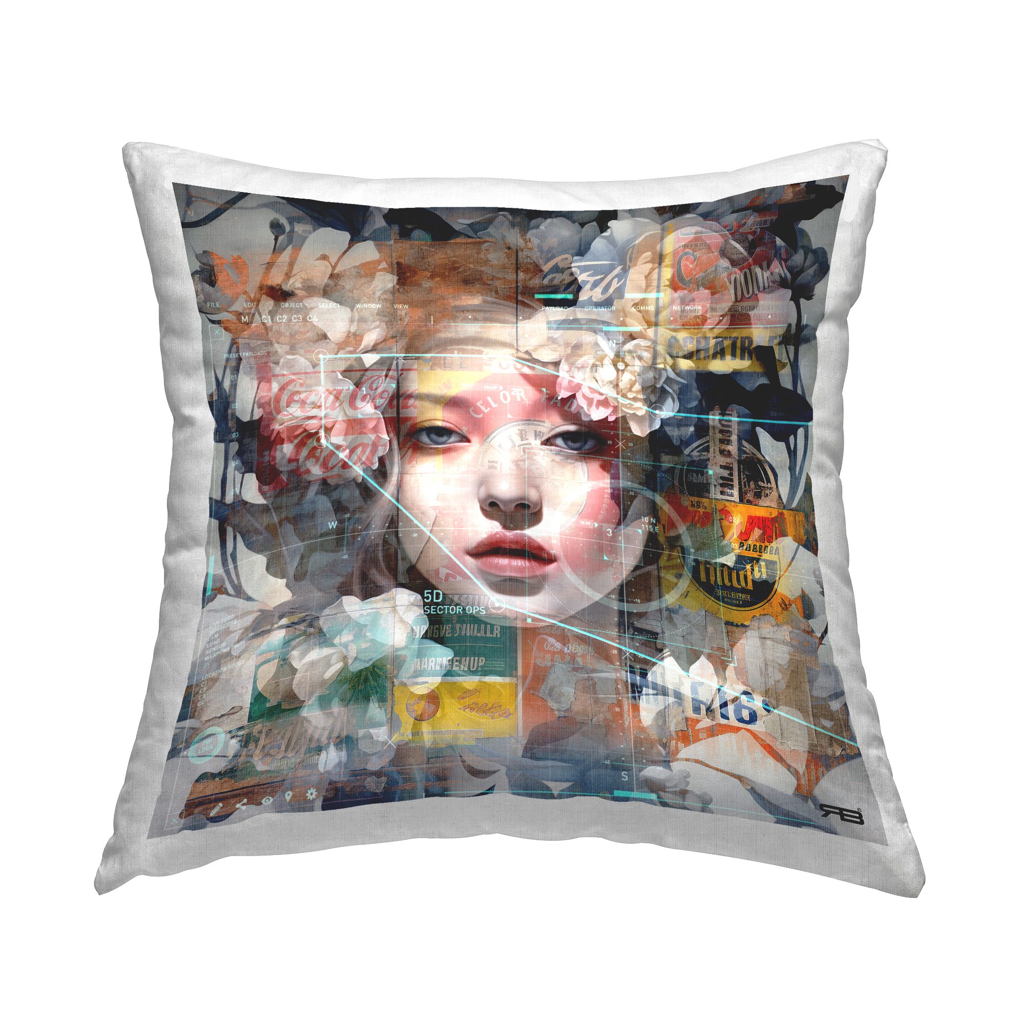 Stupell Industries Vintage Collage Portrait Decorative Printed Throw Pillow, 18 x 18