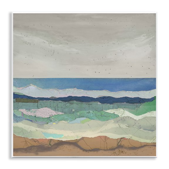 Stupell Industries Vintage Collaged Beach Ripples Abstract Painting Unframed Art Print Wall Art, 12 x 12