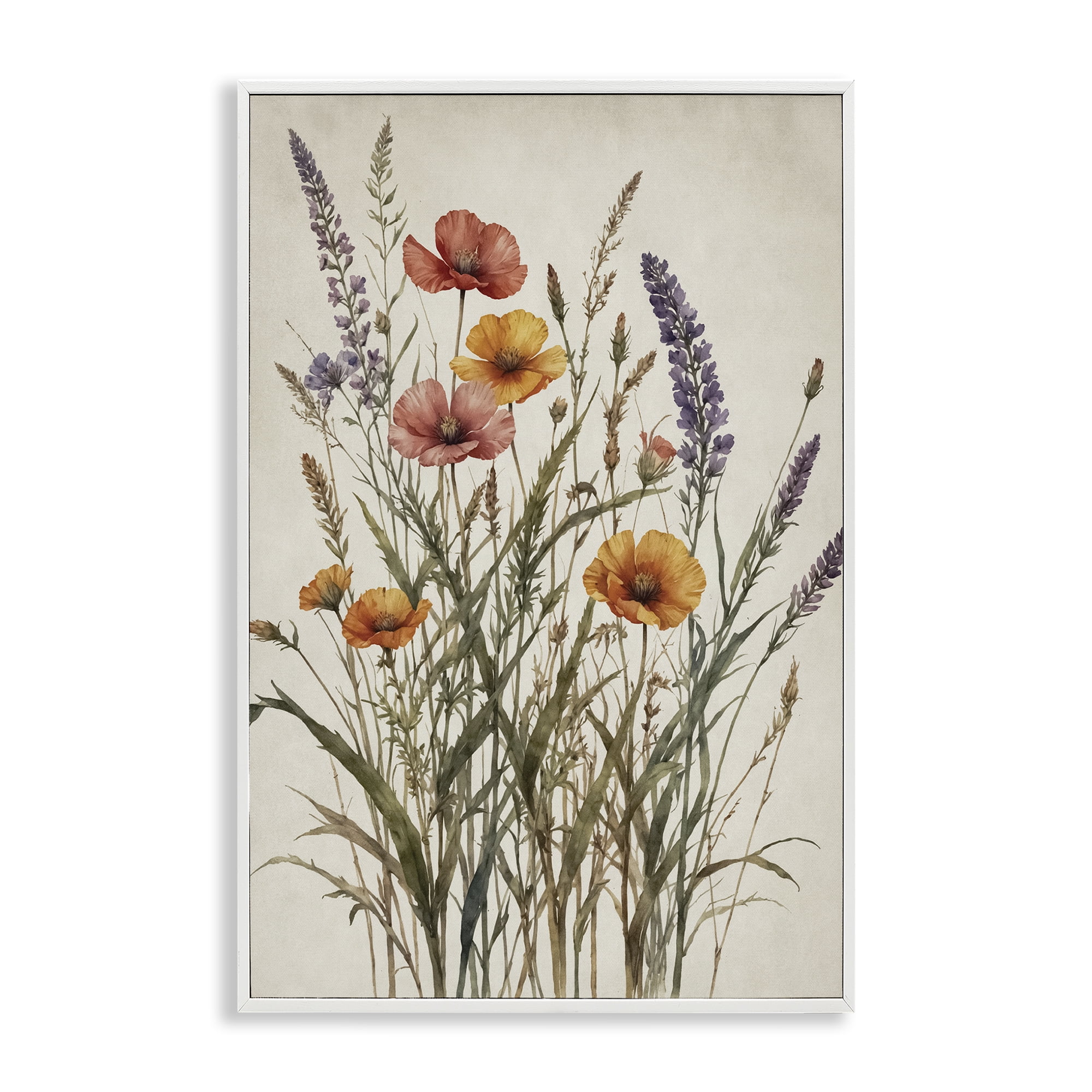 Stupell Industries Vintage Collection of Meadow Botanicals White Framed Giclee Art, design by Nataly White