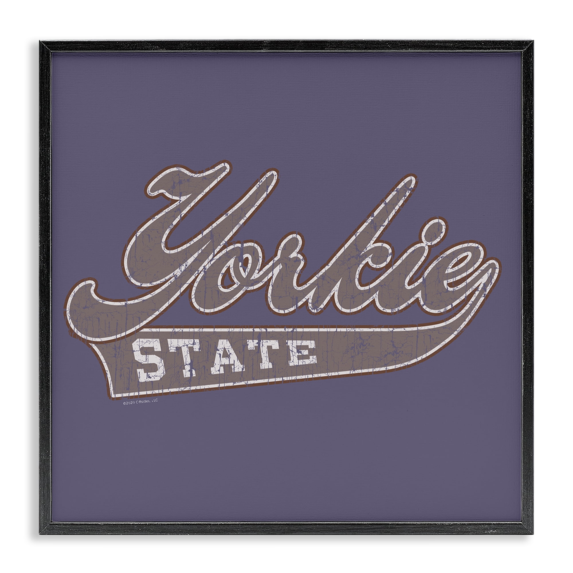 Stupell Industries Vintage College Yorkie State Novelty & Humor Painting Black Framed Art Print Wall Art, 17 x 17