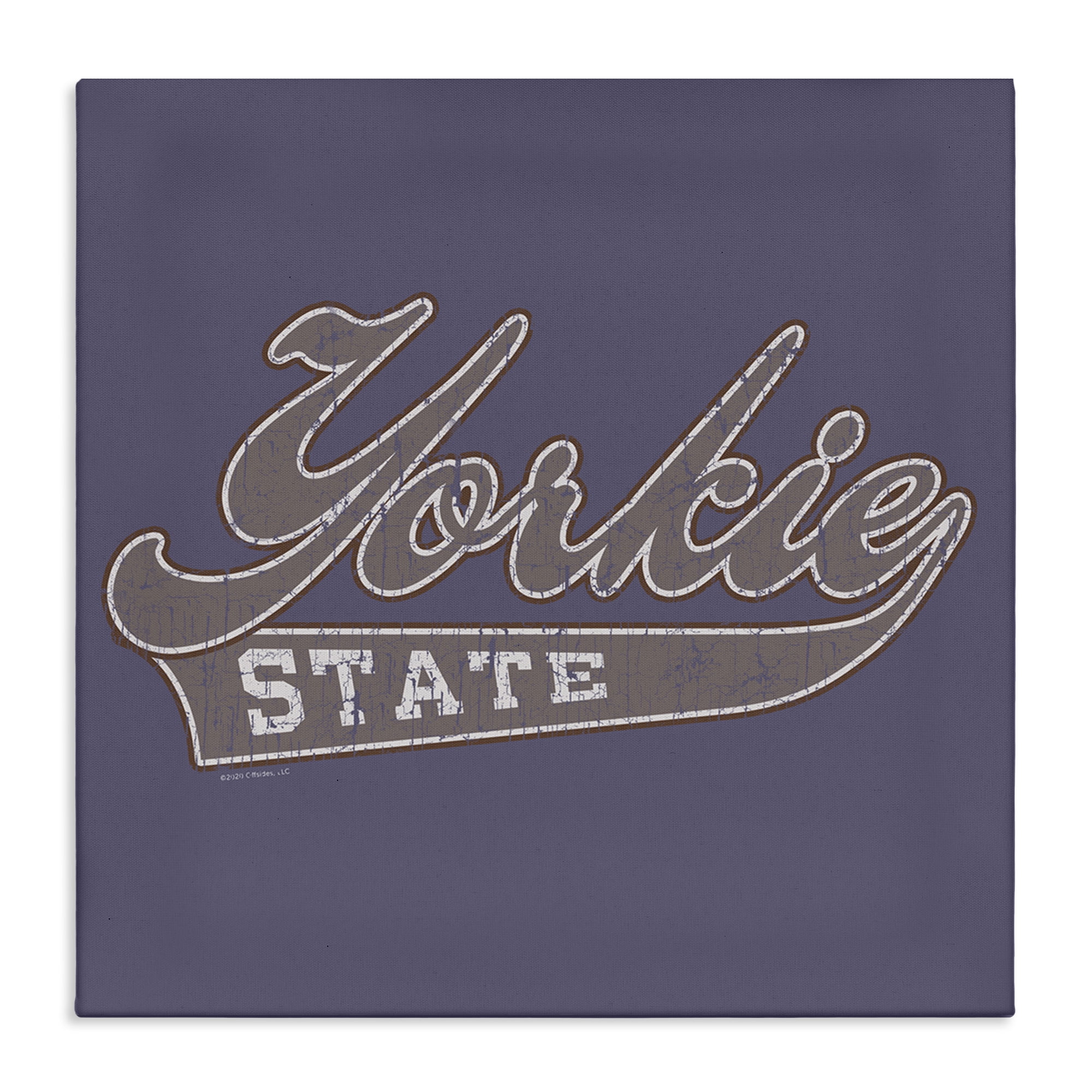 Stupell Industries Vintage College Yorkie State Novelty & Humor Painting Wrapped Canvas Art Print Wall Art, 24 x 24