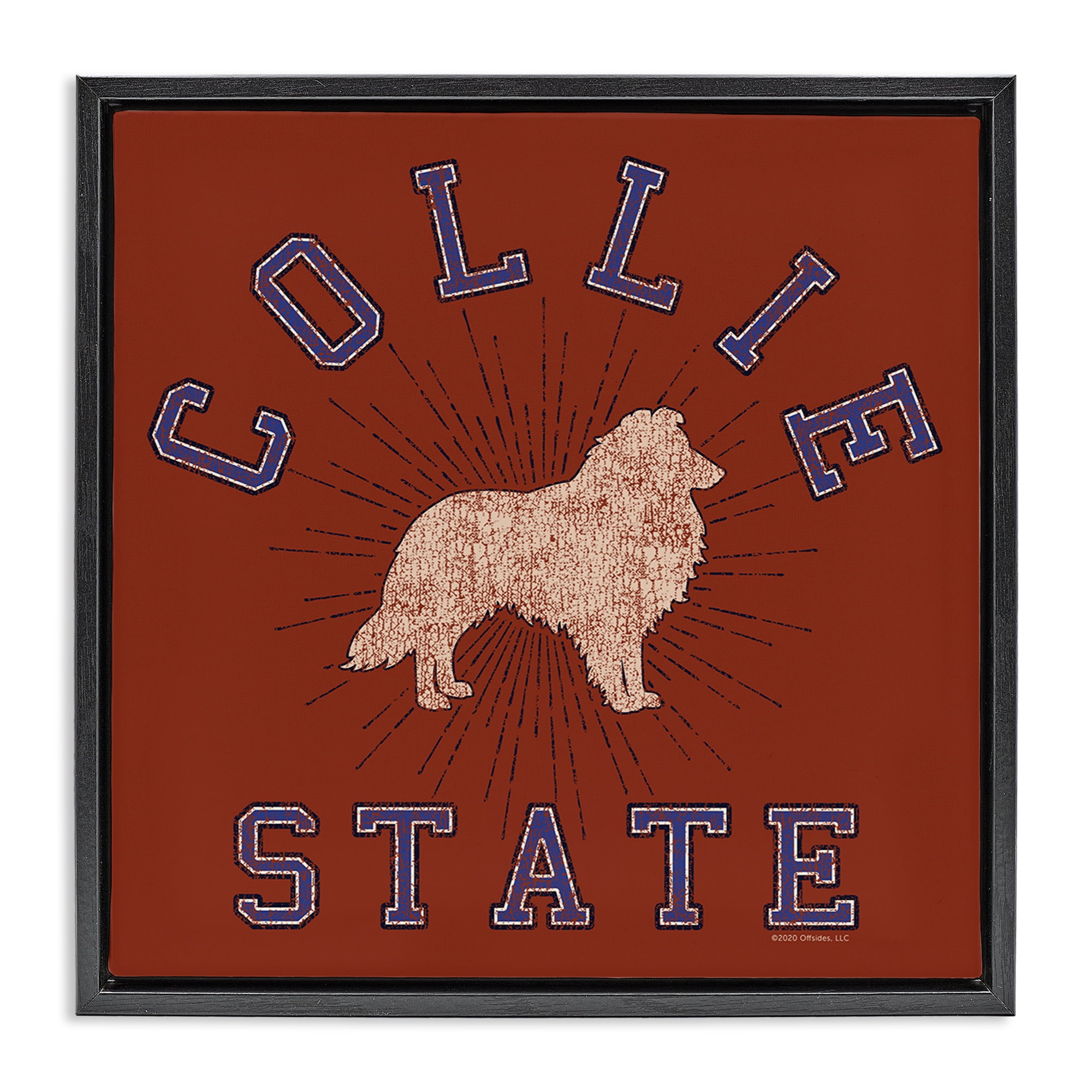 Stupell Industries Vintage Collie State Novelty & Humor Painting Black Floater Framed Canvas Art Print Wall Art, 18 x 18