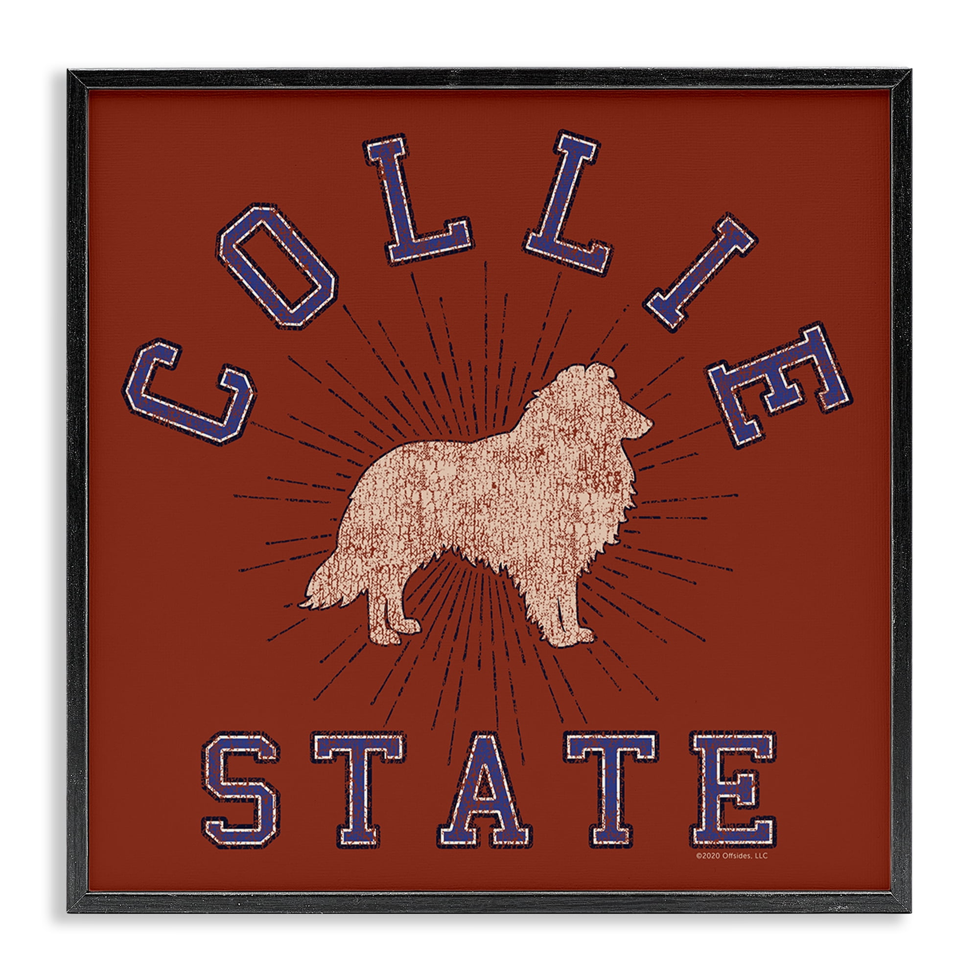 Stupell Industries Vintage Collie State Novelty & Humor Painting Black Framed Art Print Wall Art, 12 x 12