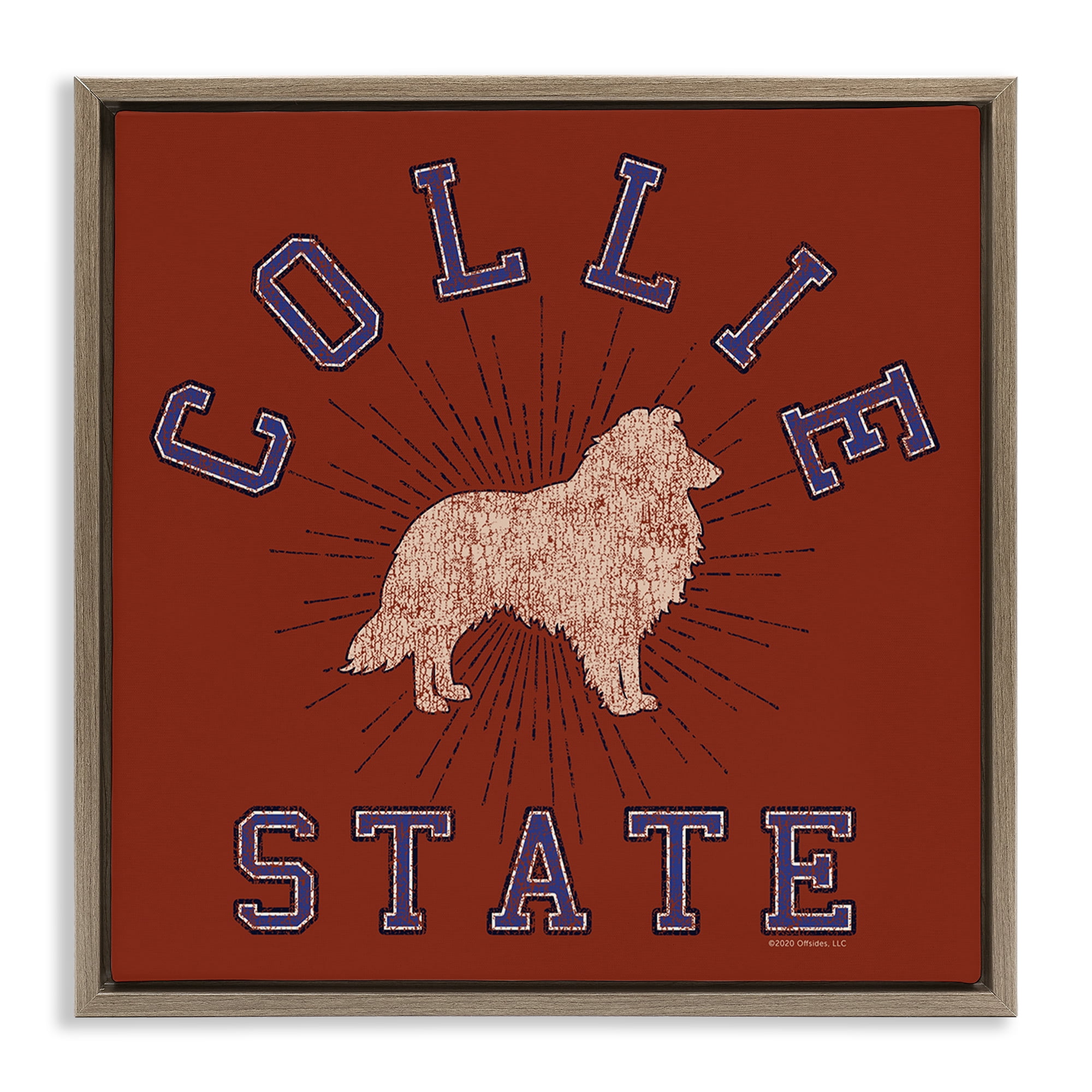 Stupell Industries Vintage Collie State Novelty & Humor Painting Brown Floater Framed Canvas Art Print Wall Art, 25 x 25