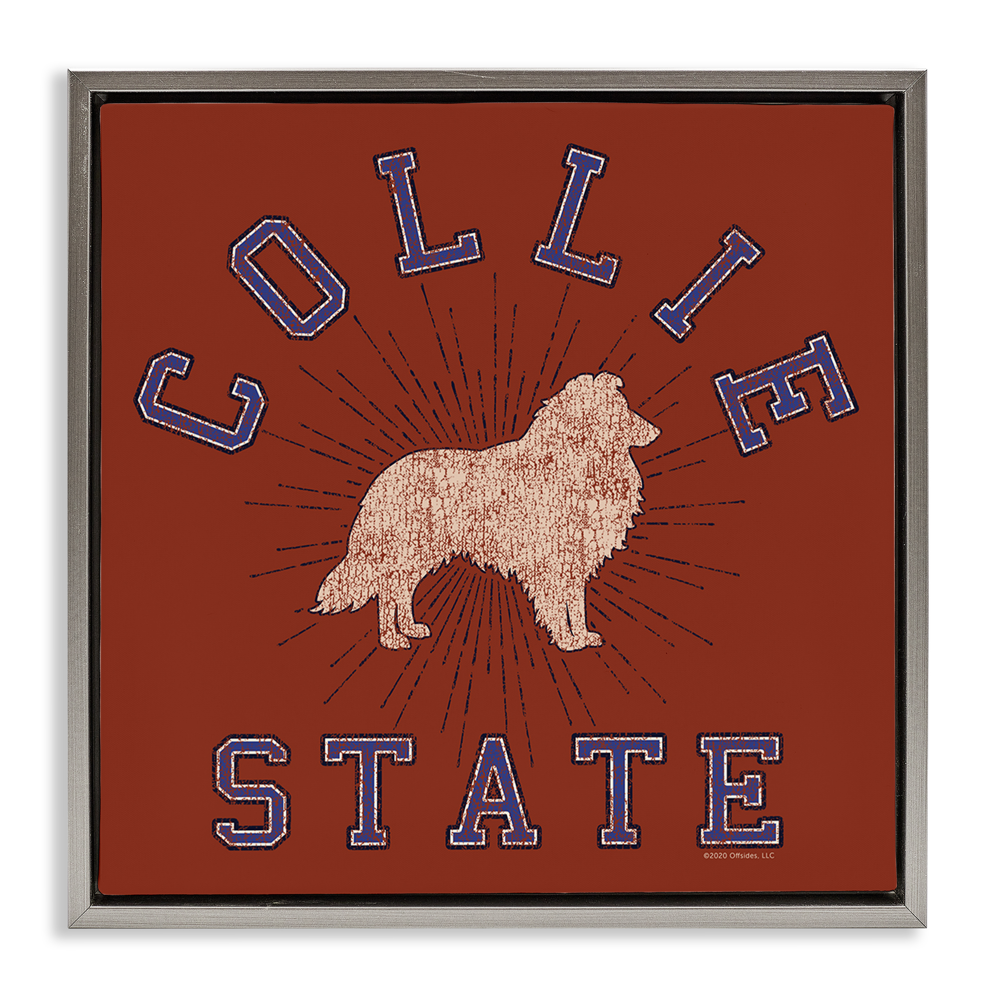 Stupell Industries Vintage Collie State Novelty & Humor Painting Gray Floater Framed Canvas Art Print Wall Art, 25 x 25