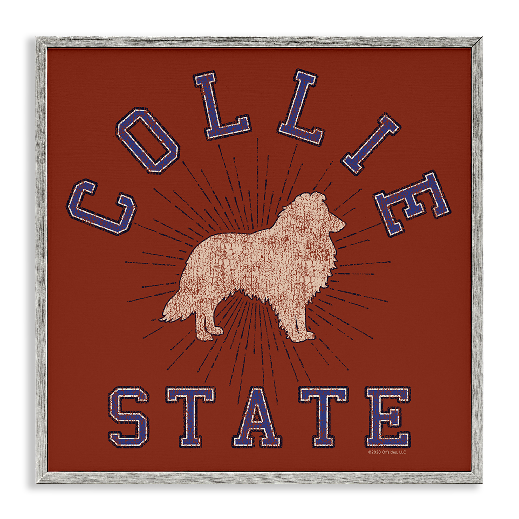 Stupell Industries Vintage Collie State Novelty & Humor Painting Gray Framed Art Print Wall Art, 17 x 17