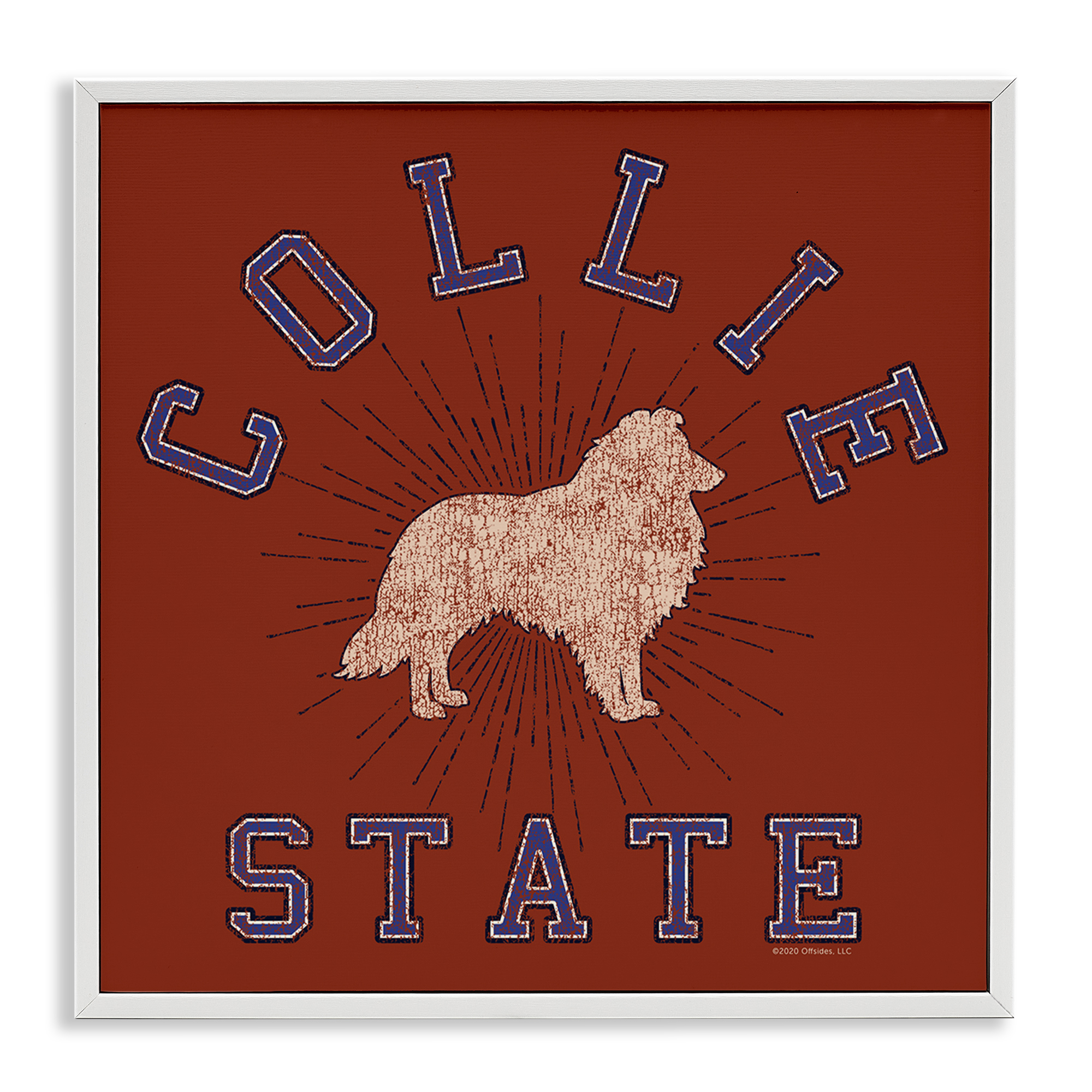 Stupell Industries Vintage Collie State Novelty & Humor Painting White Framed Art Print Wall Art, 17 x 17