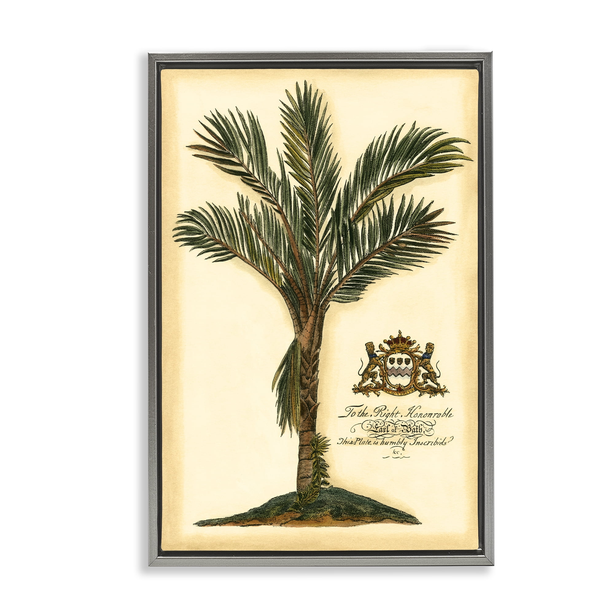 Stupell Industries Vintage Colonial Palm Gray Framed Floater Canvas Wall Art, design by Vision Studio