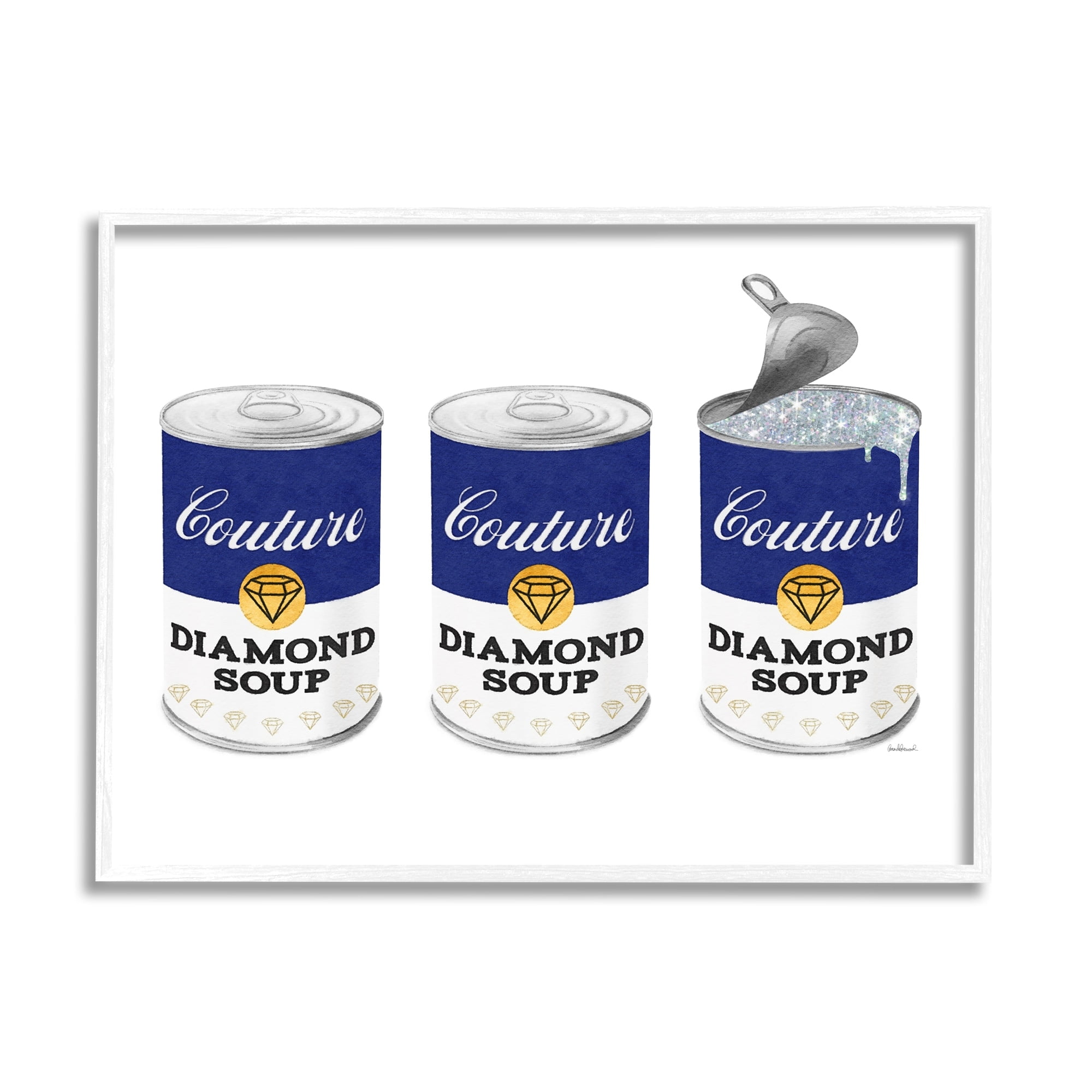 Stupell Industries Vintage Condensed Soup Fashion Cans Bold Blue Couture, 14 x 11, Design by Amanda Greenwood