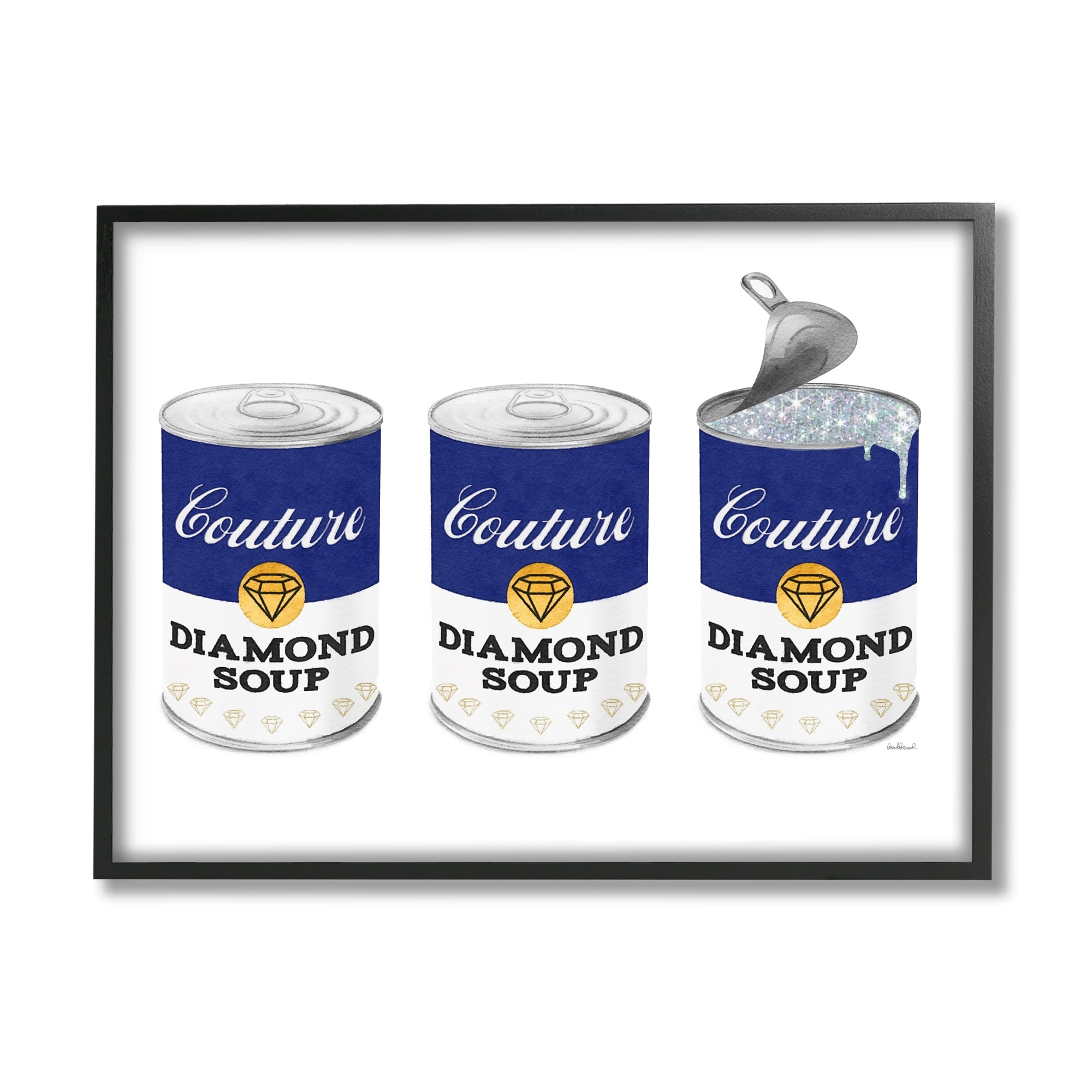 Stupell Industries Vintage Condensed Soup Fashion Cans Bold Blue Couture, 14 x 11, Design by Amanda Greenwood