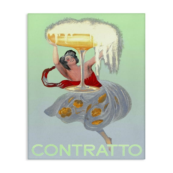 Stupell Industries Vintage Contratto Poster Advertisements Painting Wrapped Canvas Canvas Art Print Wall Art, 16 x 20