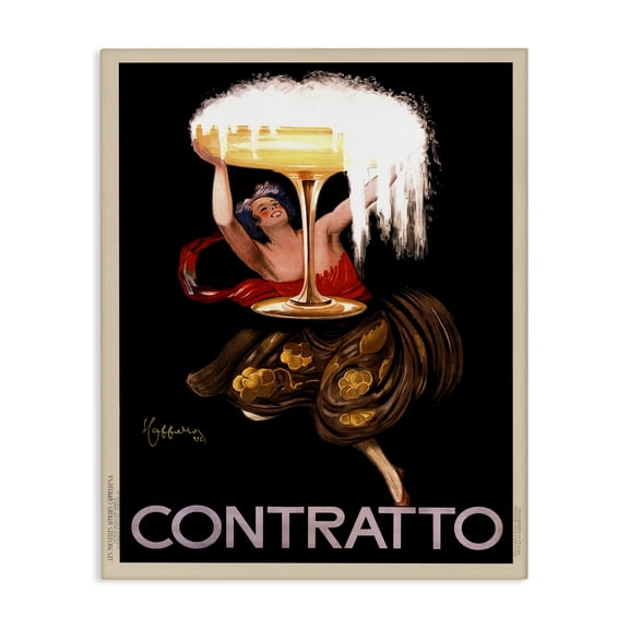 Stupell Industries Vintage Contratto & Woman Advertisements Painting Wrapped Canvas Canvas Art Print Wall Art, 30 x 40