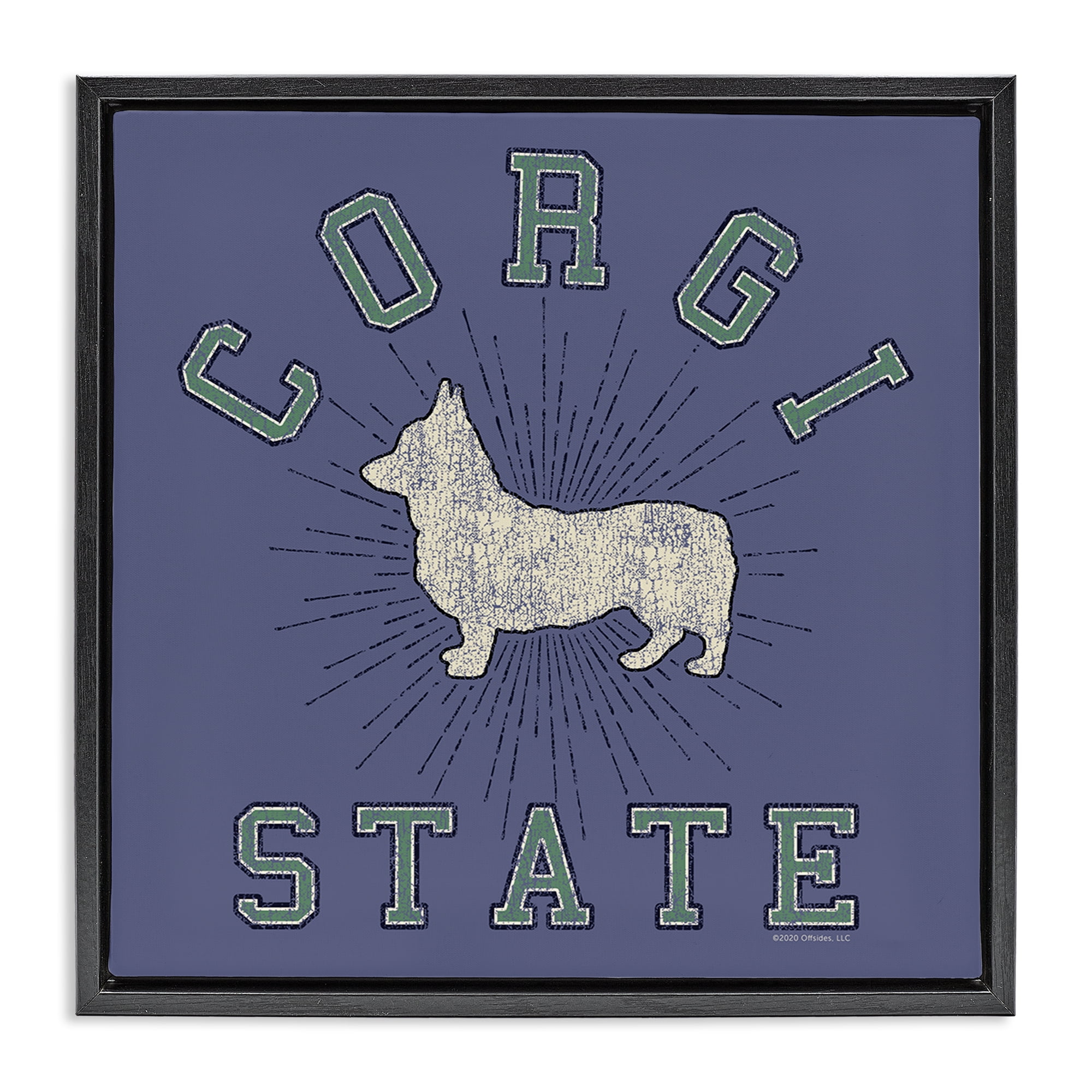 Stupell Industries Vintage Corgi State Novelty & Humor Painting Black Floater Framed Canvas Art Print Wall Art, 18 x 18