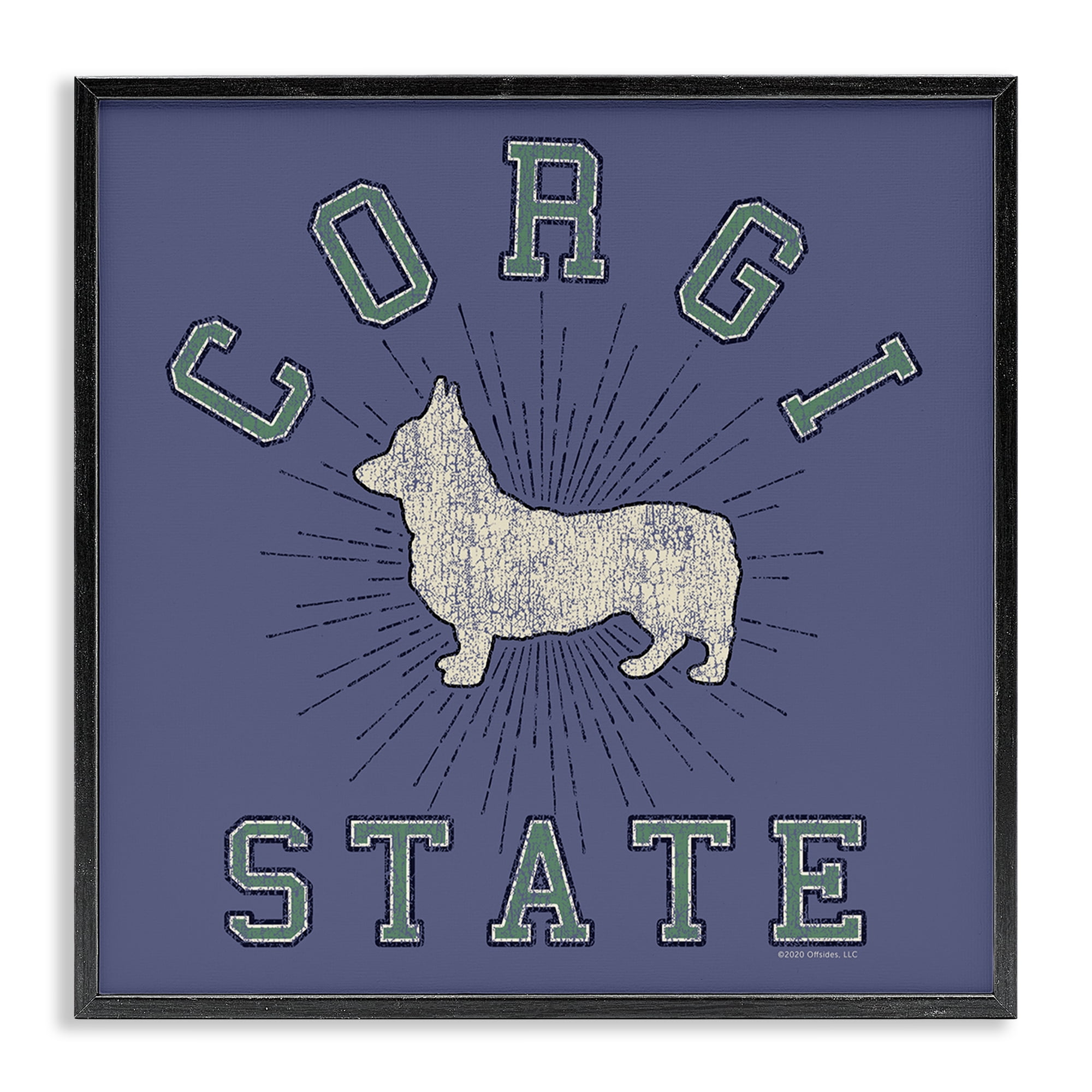 Stupell Industries Vintage Corgi State Novelty & Humor Painting Black Framed Art Print Wall Art, 12 x 12