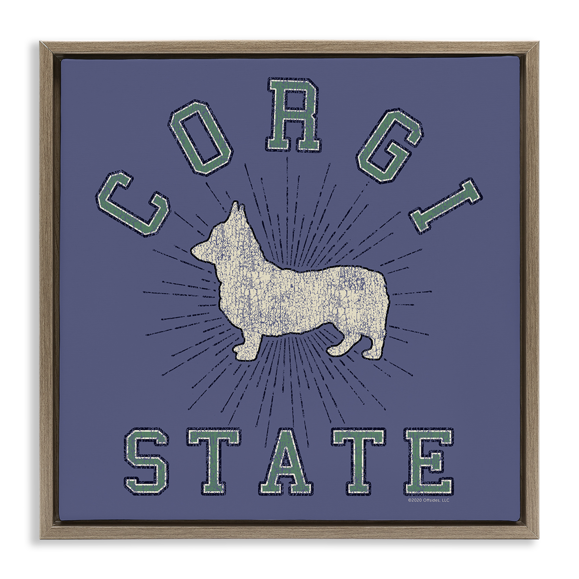 Stupell Industries Vintage Corgi State Novelty & Humor Painting Brown Floater Framed Canvas Art Print Wall Art, 25 x 25