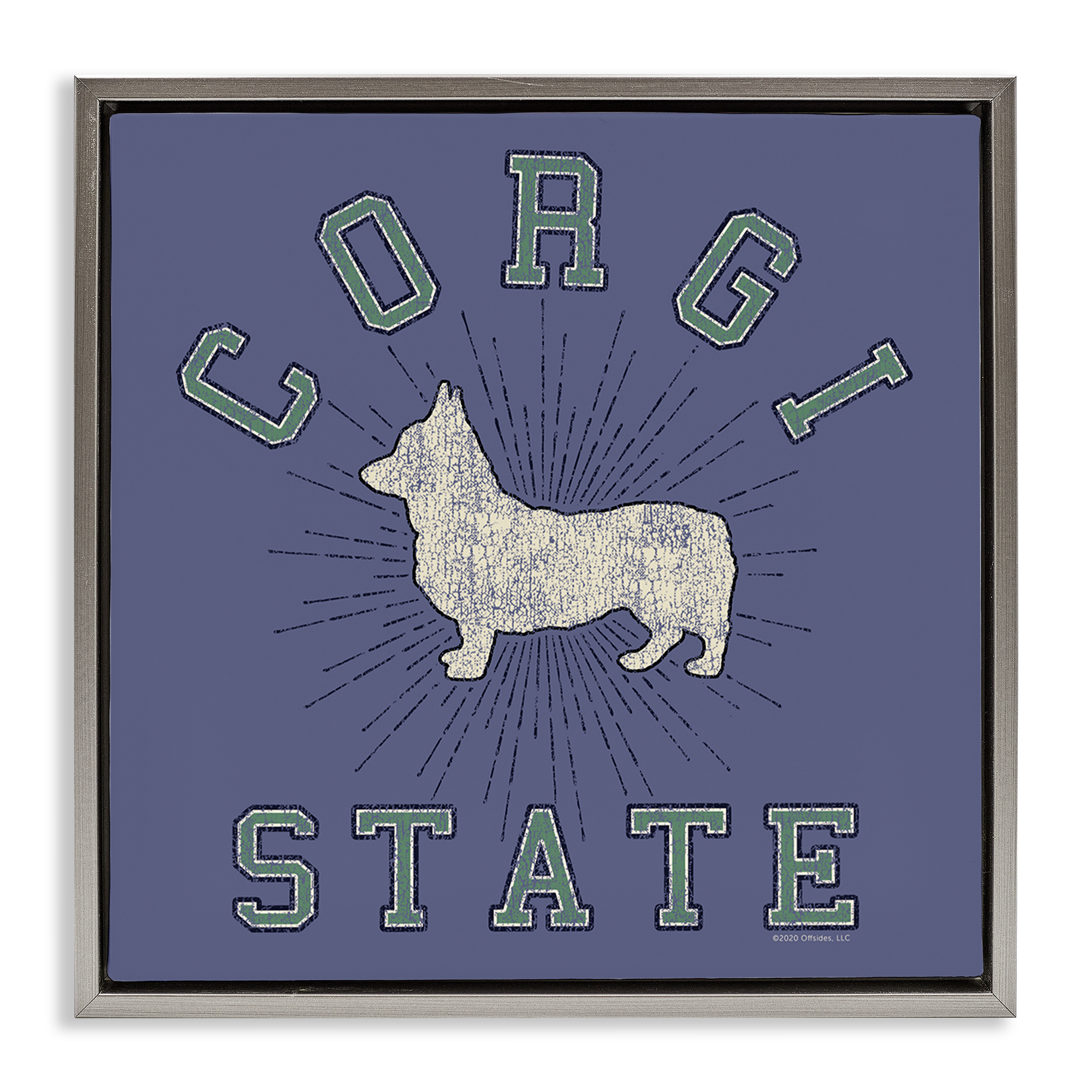 Stupell Industries Vintage Corgi State Novelty & Humor Painting Gray Floater Framed Canvas Art Print Wall Art, 18 x 18