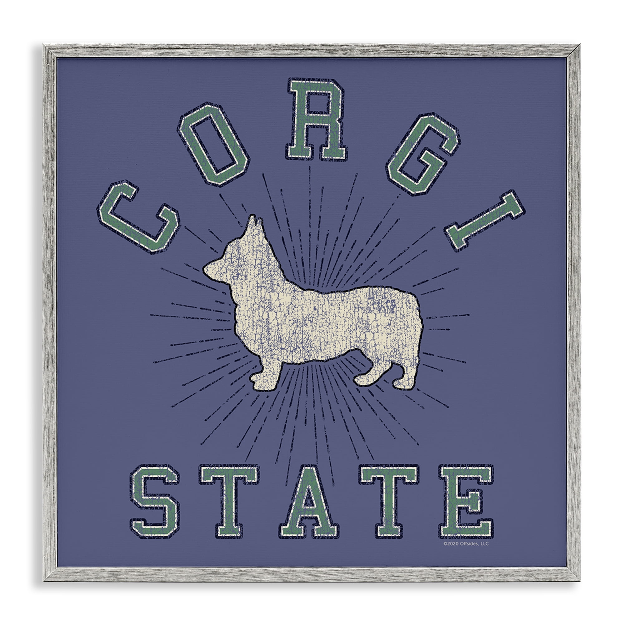 Stupell Industries Vintage Corgi State Novelty & Humor Painting Gray Framed Art Print Wall Art, 12 x 12