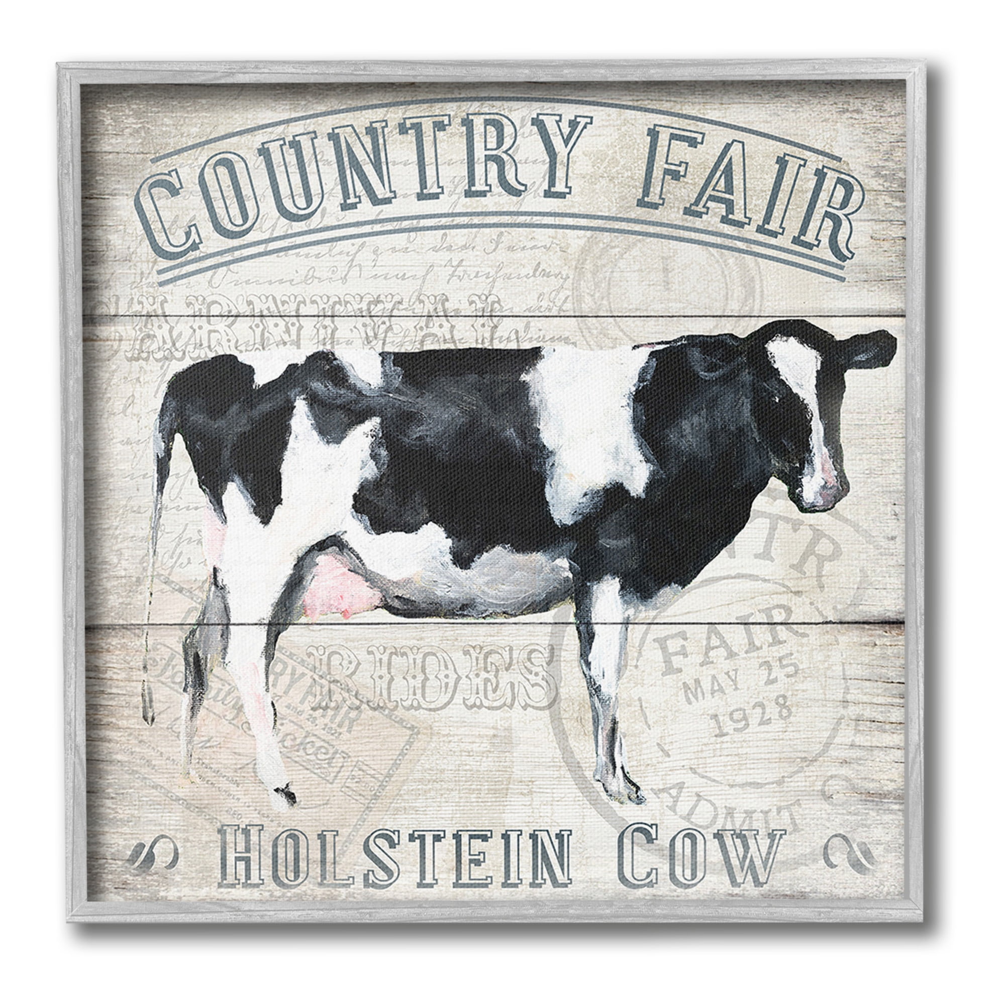Stupell Industries Vintage Country Fair Animals & Insects Painting Gray Framed Art Print Wall Art, 24 x 24