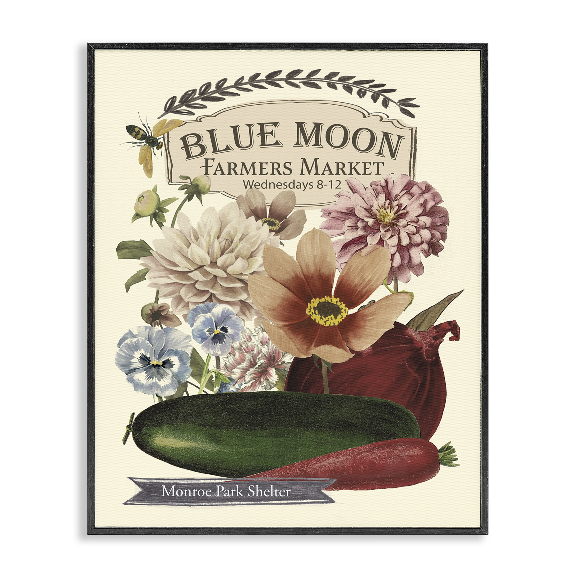 Stupell Industries Vintage Country Farmers Market Plants & Flowers Painting Black Framed Art Print Wall Art, 11 x 14