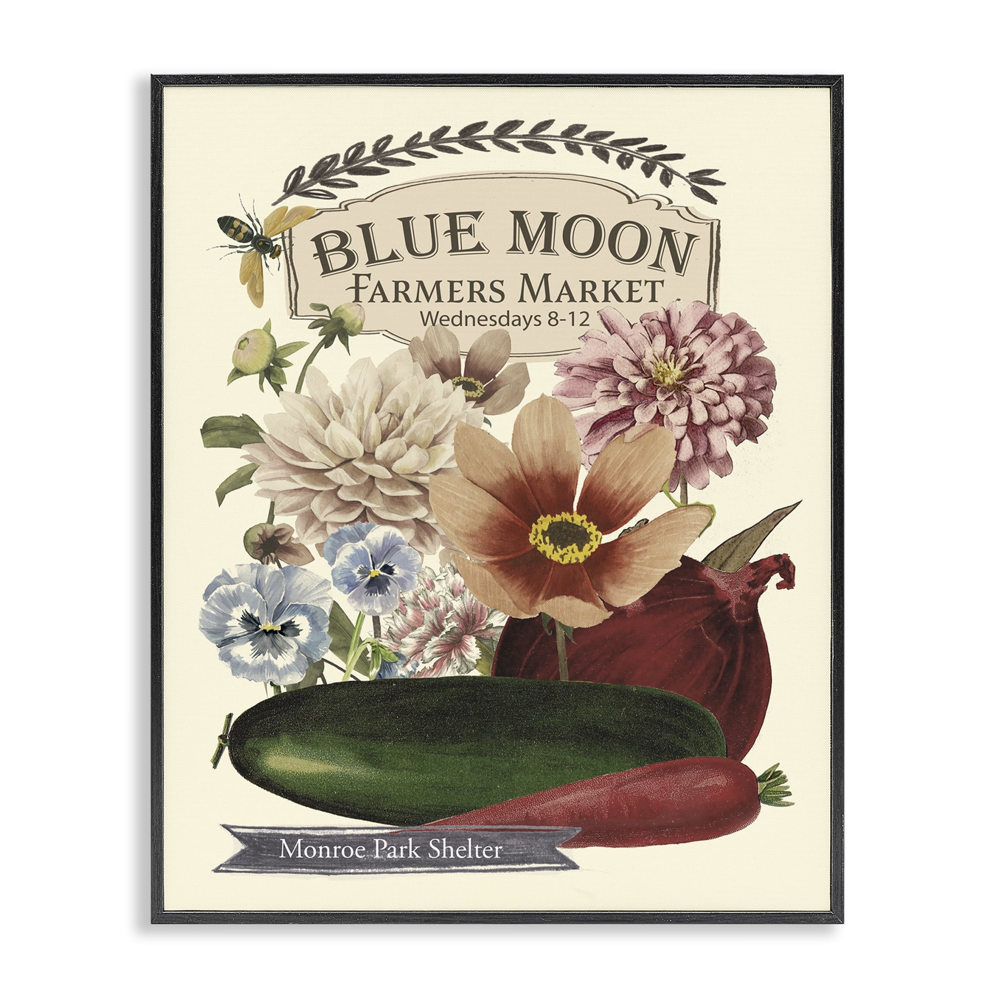 Stupell Industries Vintage Country Farmers Market Plants & Flowers Painting Black Framed Art Print Wall Art, 24 x 30