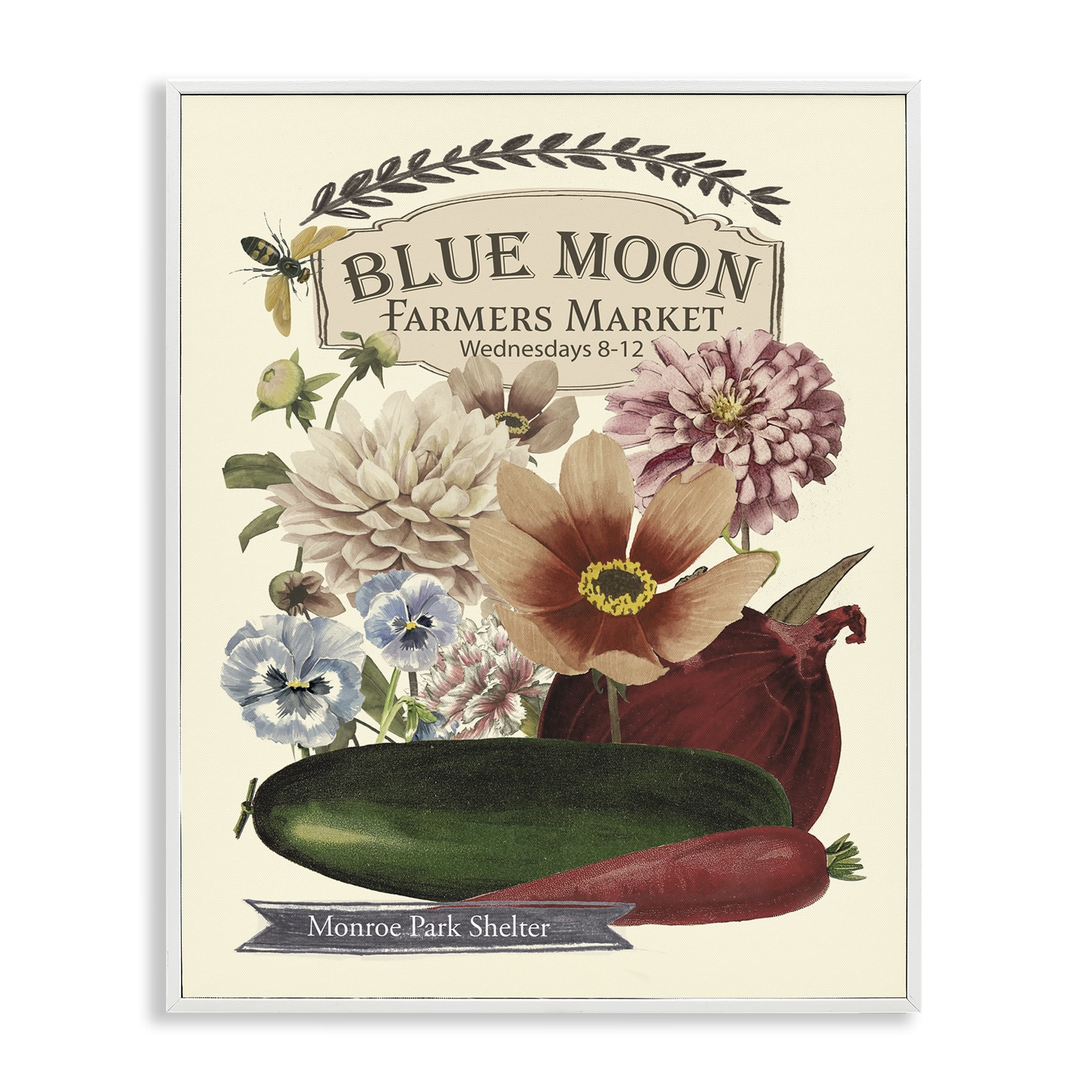 Stupell Industries Vintage Country Farmers Market Plants & Flowers Painting White Framed Art Print Wall Art, 16 x 20