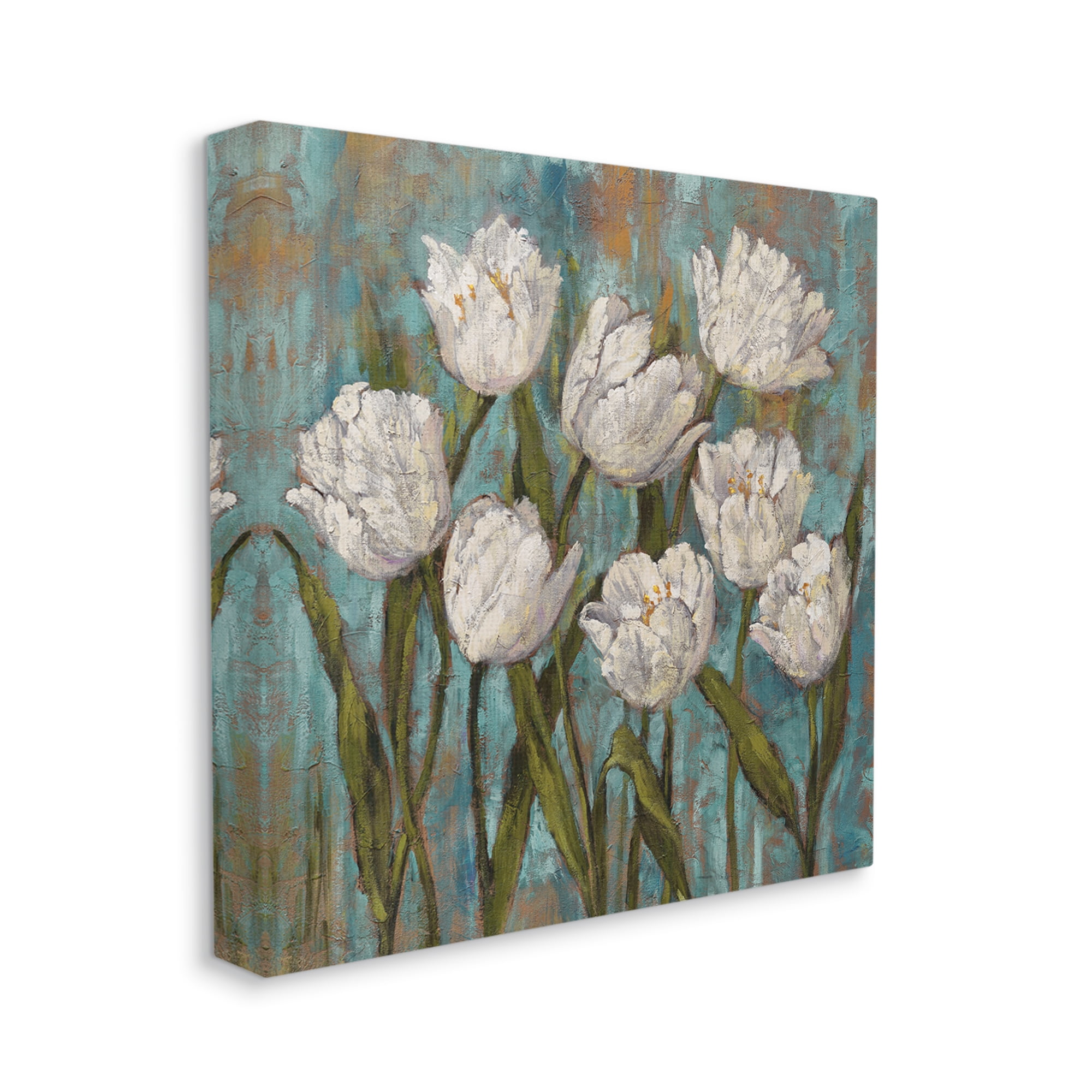 Stupell Industries Vintage Country White Tulips over Distressed Soft Blue , 30 x 30, Designed by Brian Francis
