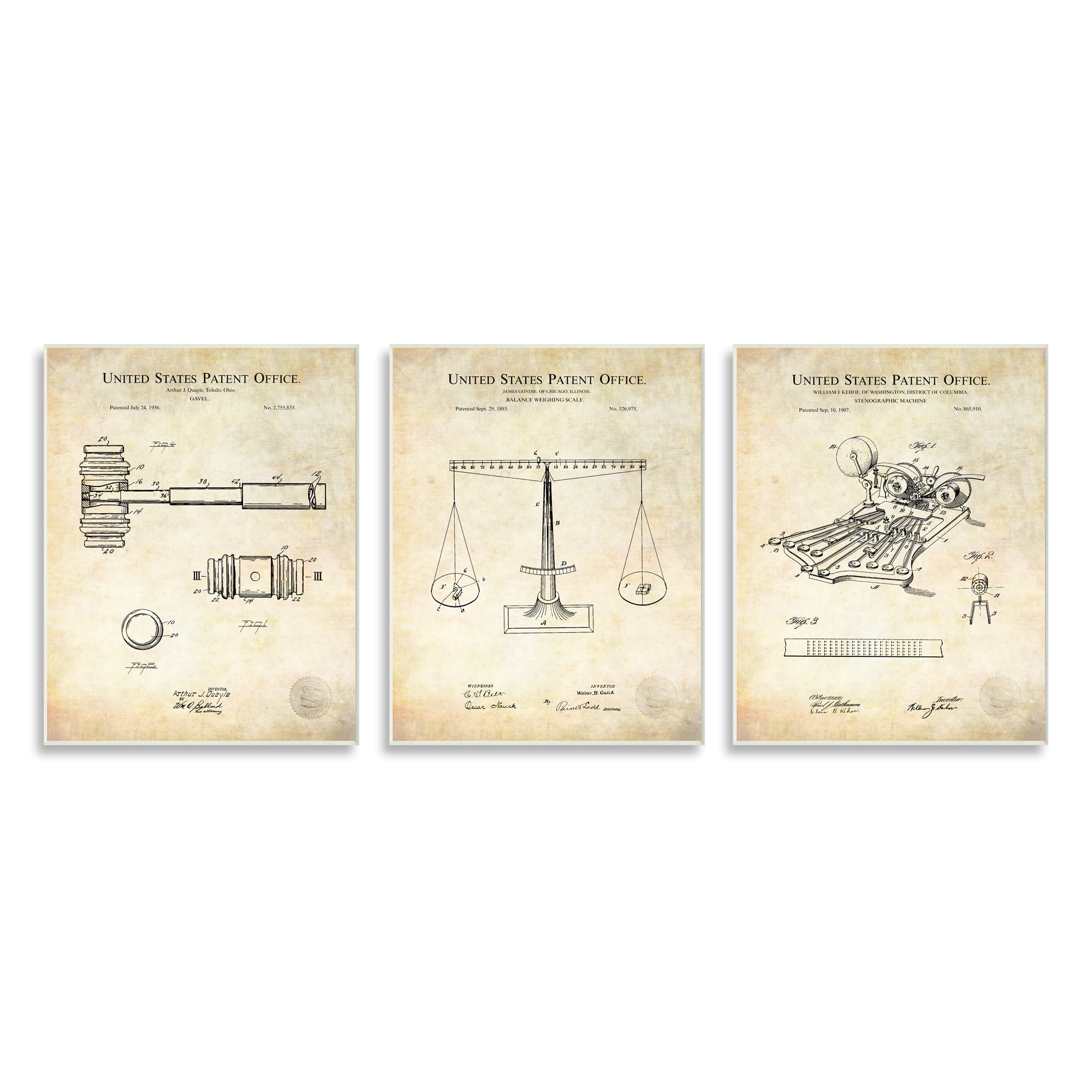 Curated visual reference: Gallery Detail: Stupell Industries Vintage Courtroom Patents Judge Scale Gavel And