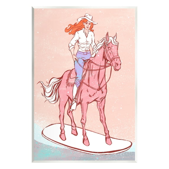 Stupell Industries Vintage Cowgirl on Board Animals & Insects Painting Unframed Art Print Wall Art, 13 x 19