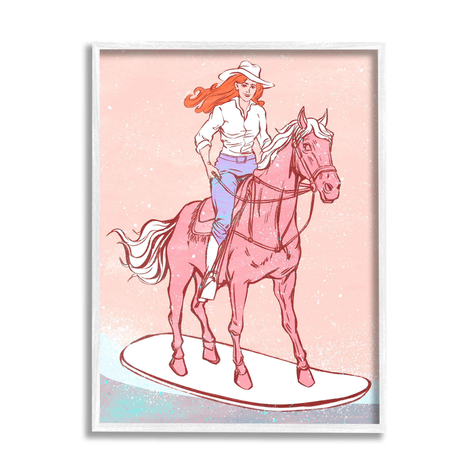 Stupell Industries Vintage Cowgirl on Board Animals & Insects Painting White Framed Art Print Wall Art, 24 x 30