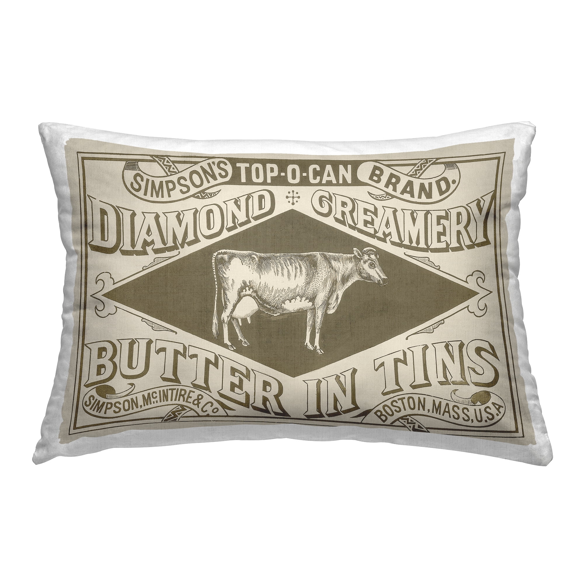 Stupell Industries Vintage Creamery Advertisement Decorative Printed Throw Pillow Design by Daphne Polselli.