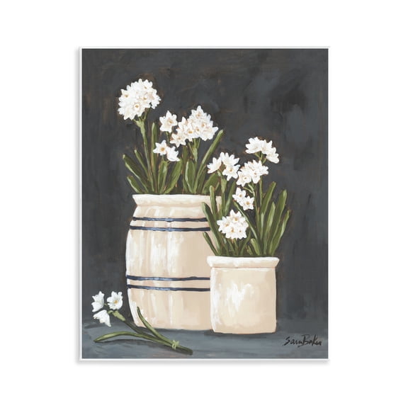 Stupell Industries Vintage Crocks & Paperwhites Wall Plaque Art, design by Sara Baker