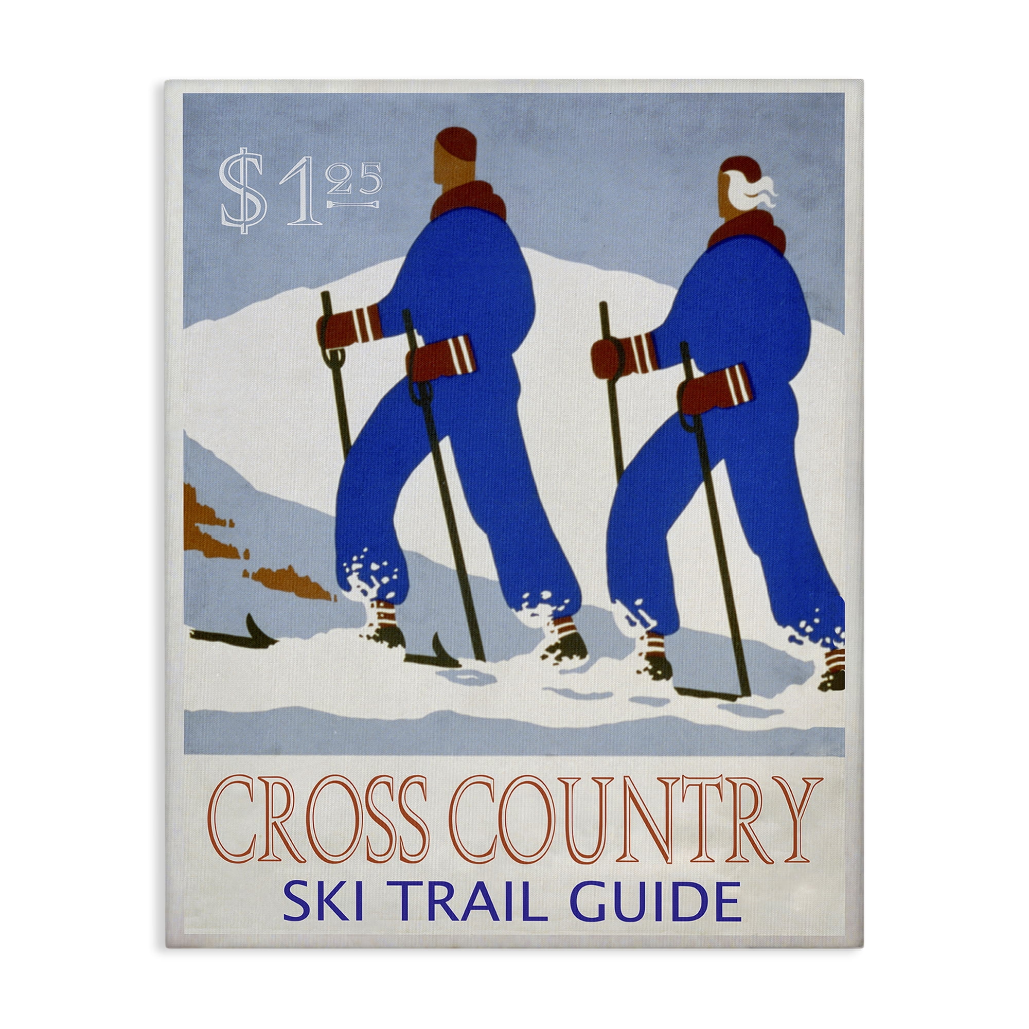 Stupell Industries Vintage Cross Country Ski Sports Painting Gallery Wrapped Canvas Art Prints Wall Art, 24 x 30
