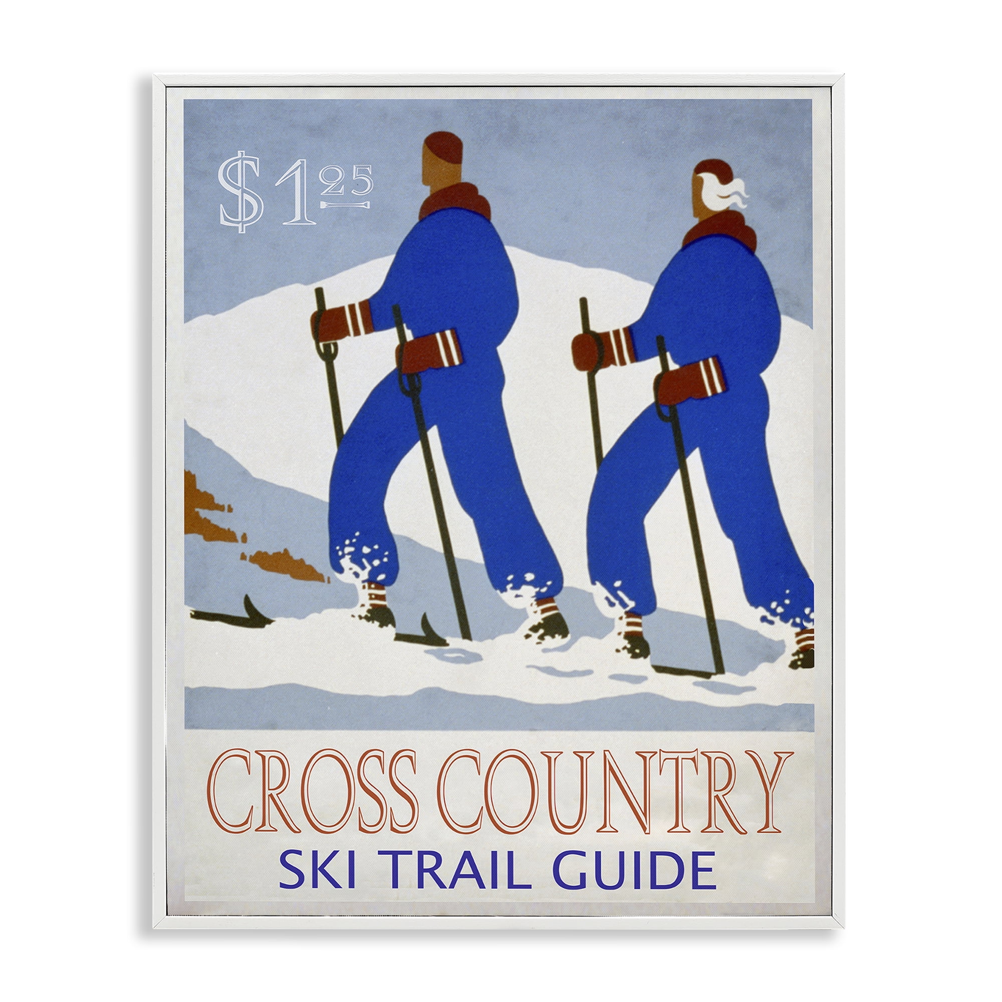 Stupell Industries Vintage Cross Country Ski Sports Painting White Framed Art Prints Wall Art, 11 x 14