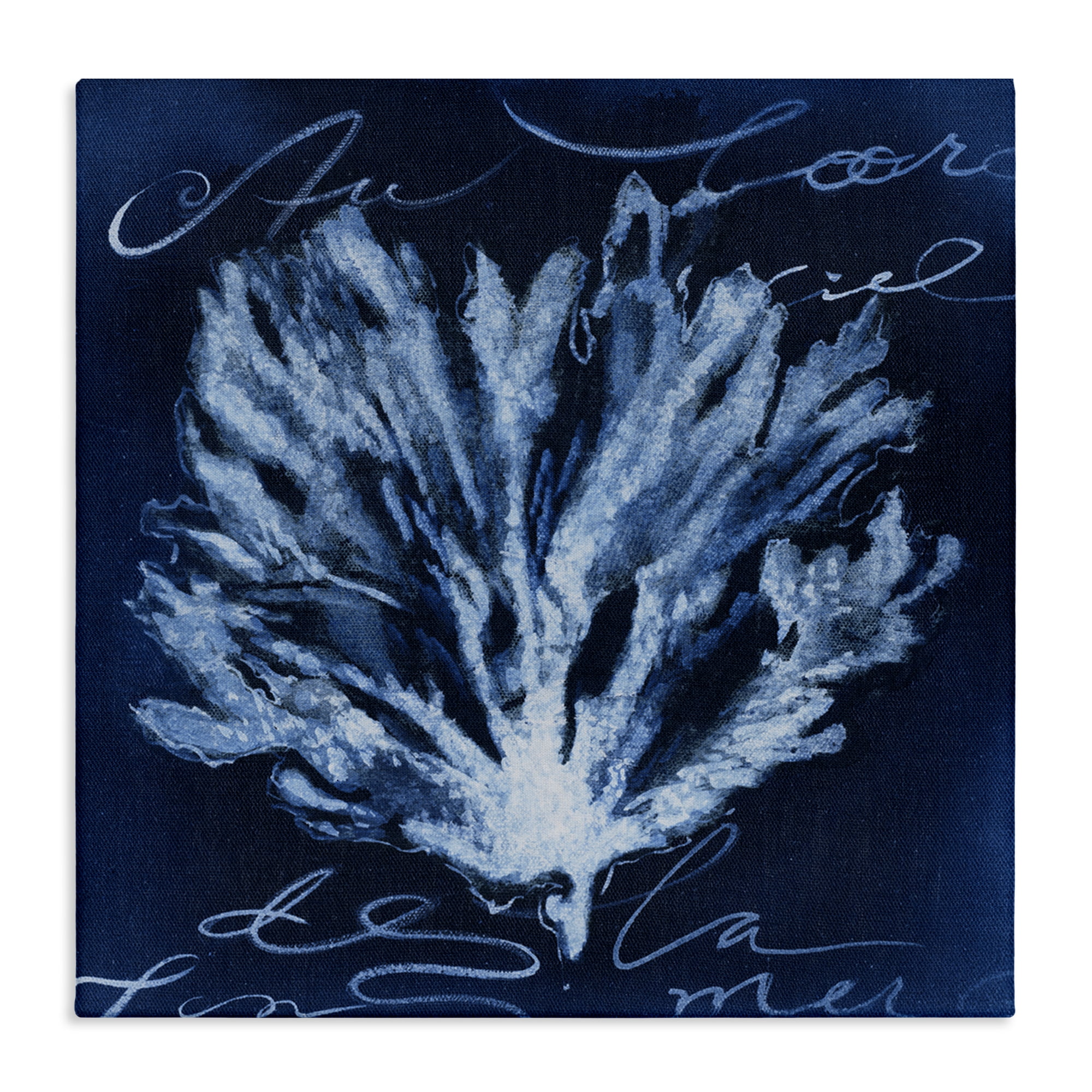 Stupell Industries Vintage Cursive Coral Coastal Painting Gallery Wrapped Canvas Art Print Wall Art, 30 x 30