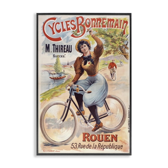 Stupell Industries Vintage Cycles Bonnemain People Painting Black Framed Art Print Wall Art, 12 x 18