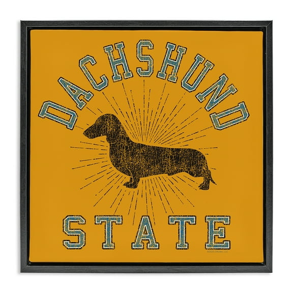 Stupell Industries Vintage Dachshund State Novelty & Humor Painting Black Floater Framed Canvas Art Print Wall Art, 18 x 18